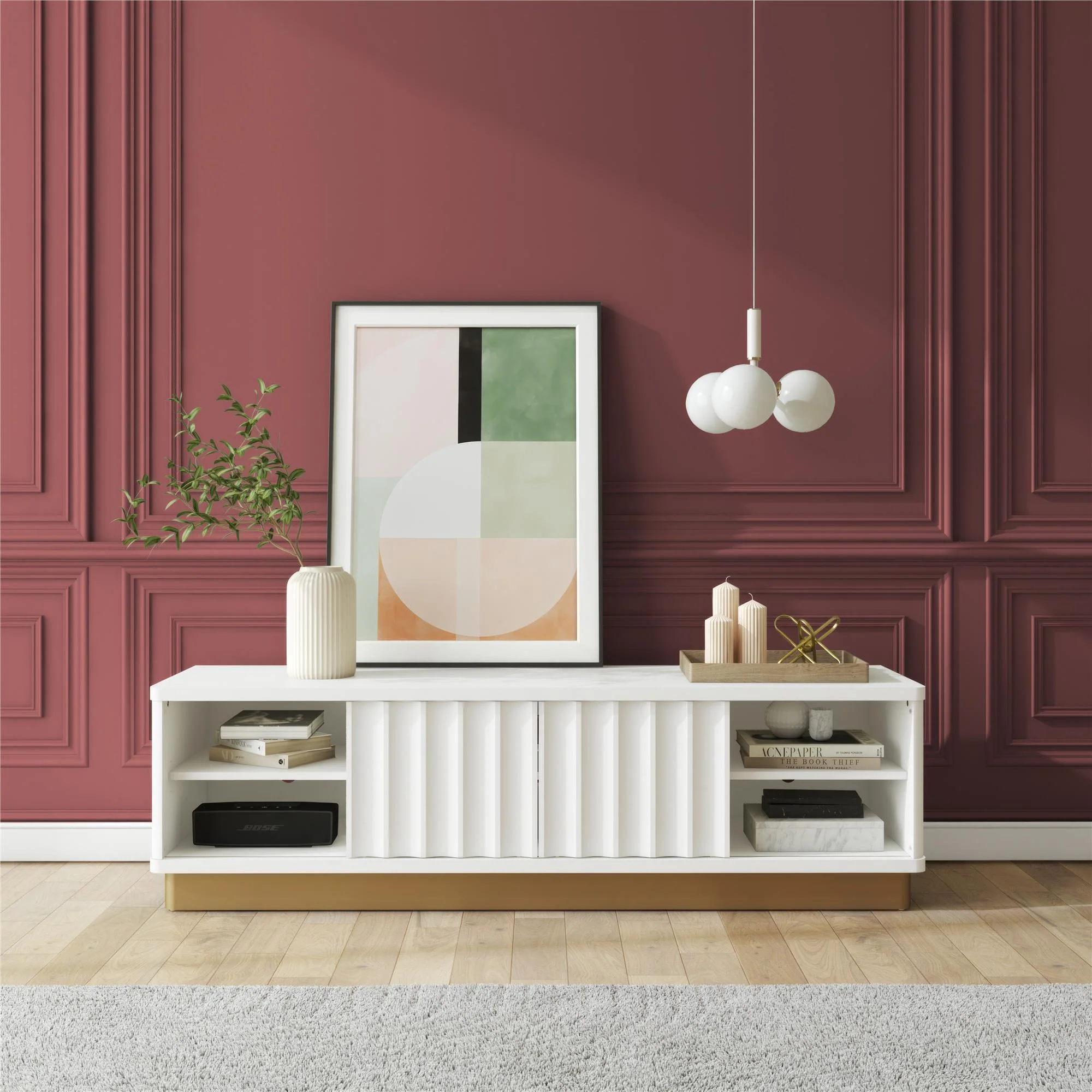 Rene - Scalloped TV Stand For TVs Up To 65" - White - Image 4