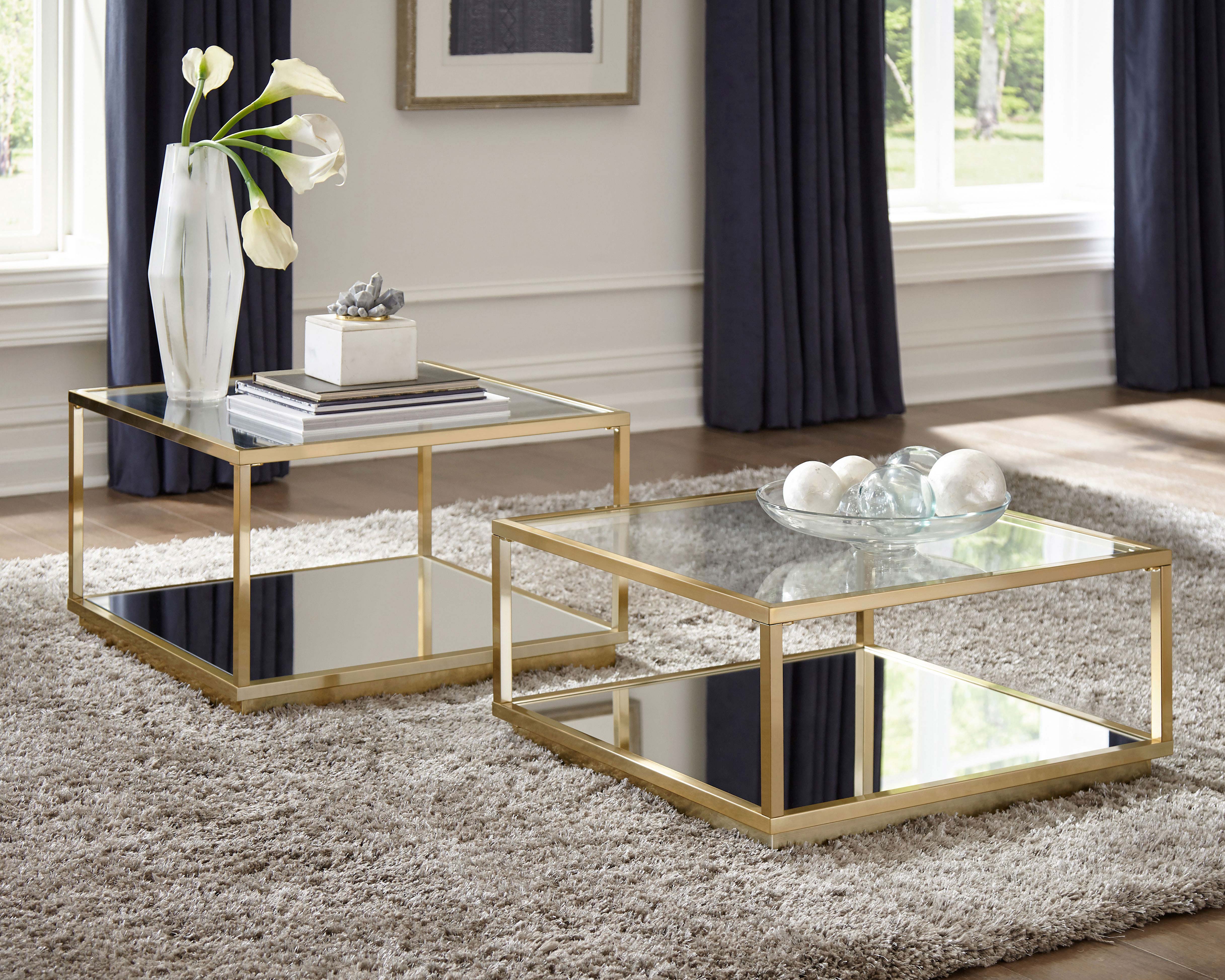 Renee 2-Piece Square Coffee Table Set Rose Brass - Image 3