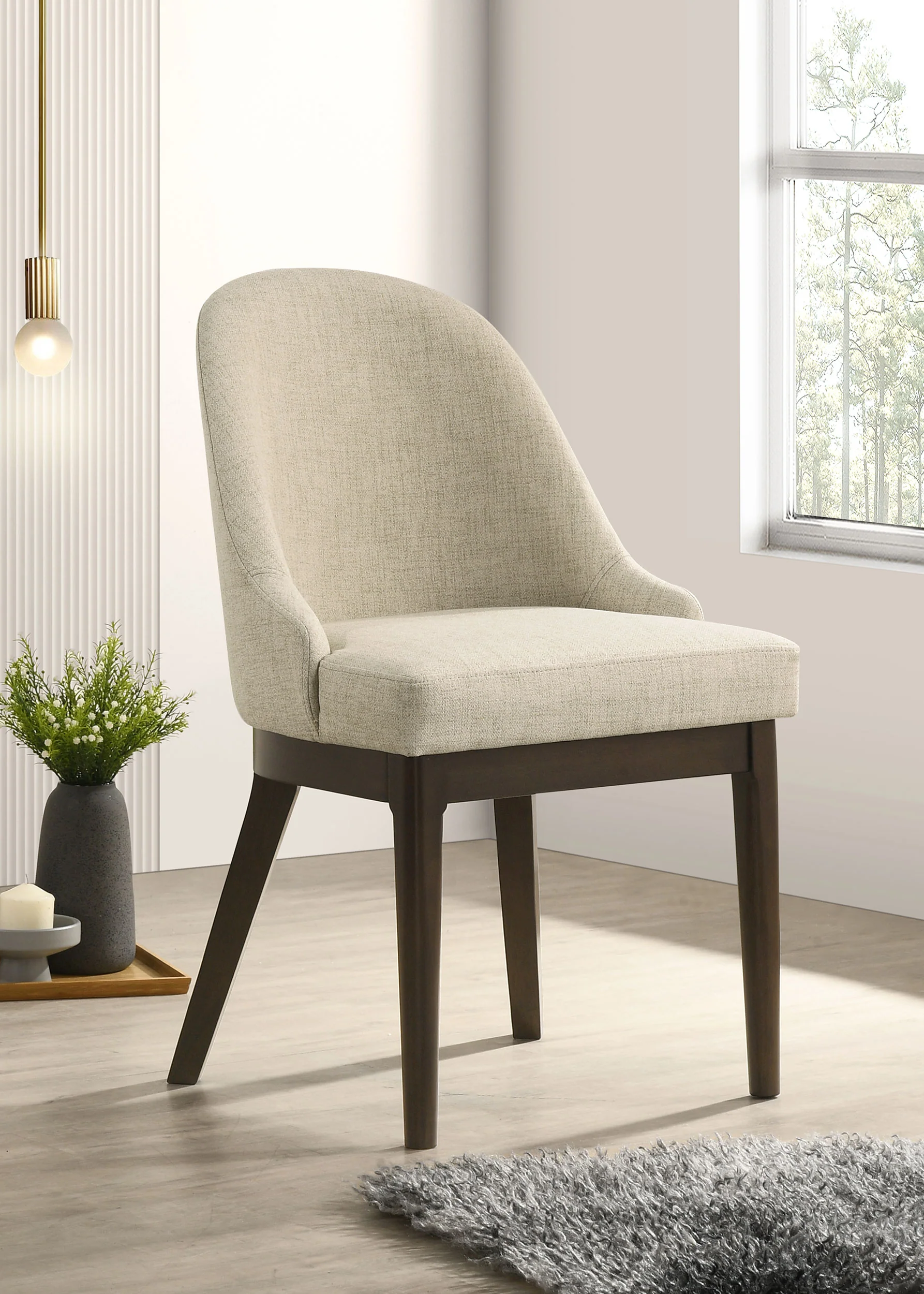 Reseda Upholstered Dining Side Chair Beige Set of 2 - Image 3