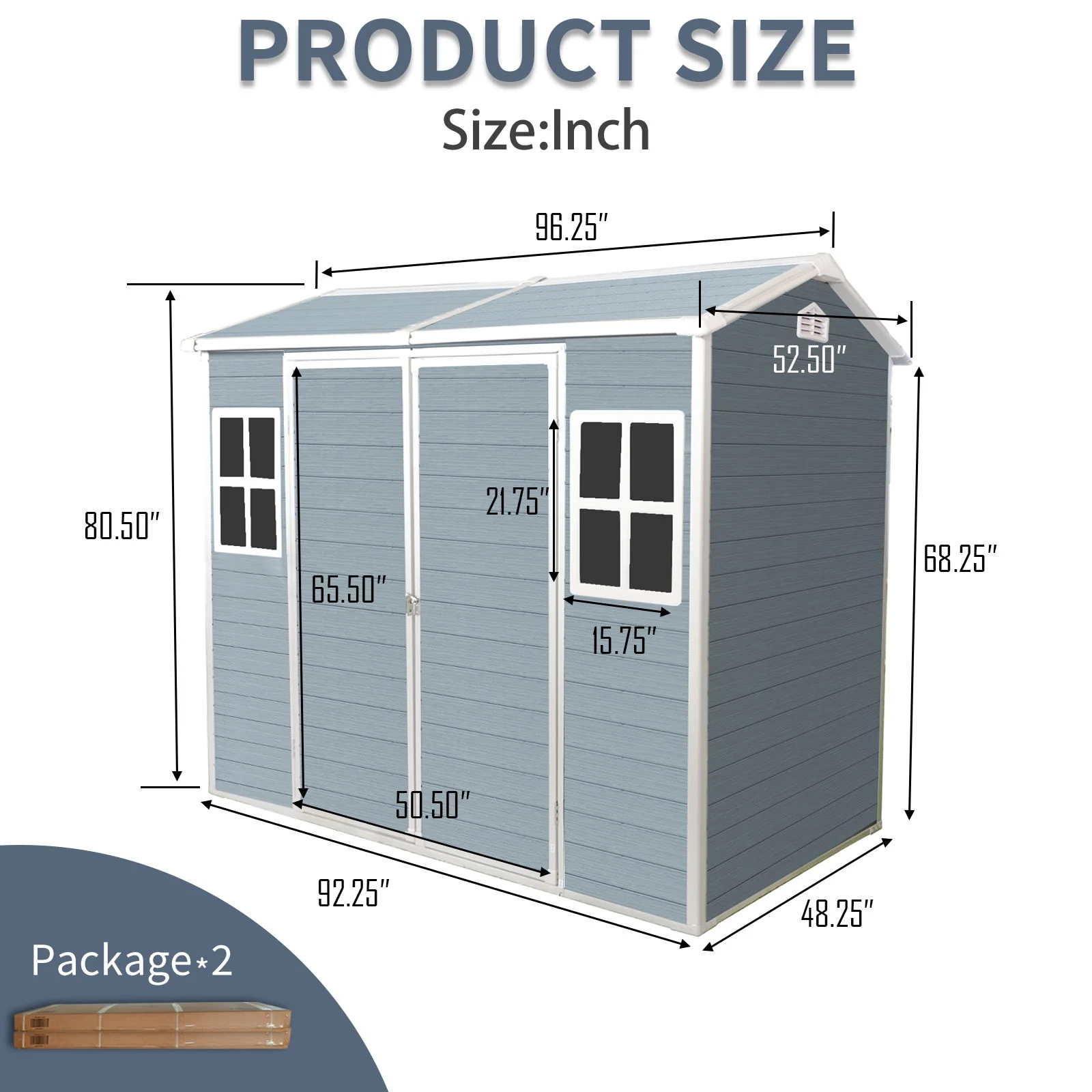 Resin Outdoor Storage Shed Garden Building Double Door Waterproof Metal - Image 10