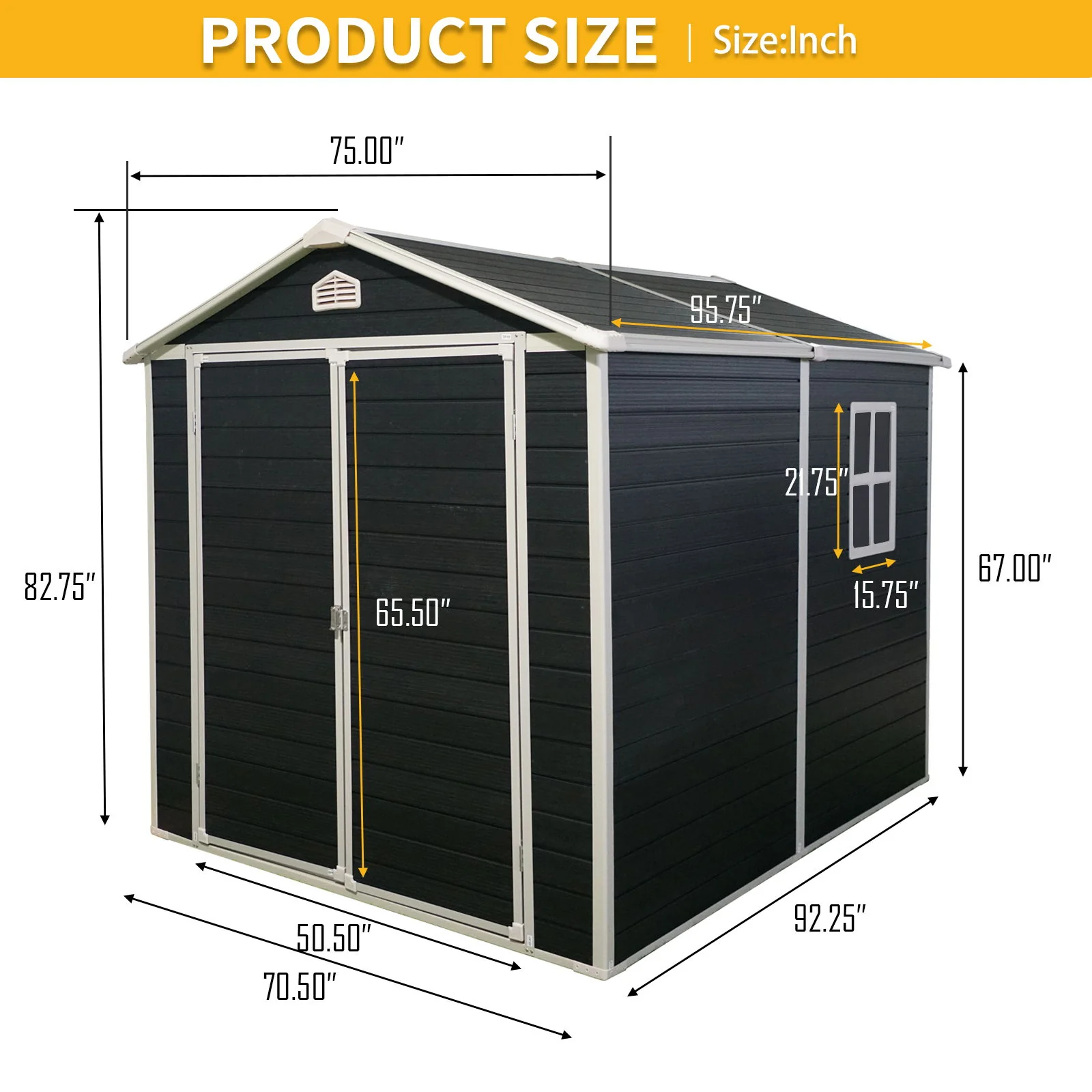 Resin Outdoor Storage Shed Kit Perfect To Store Patio Furniture - Black - Image 3