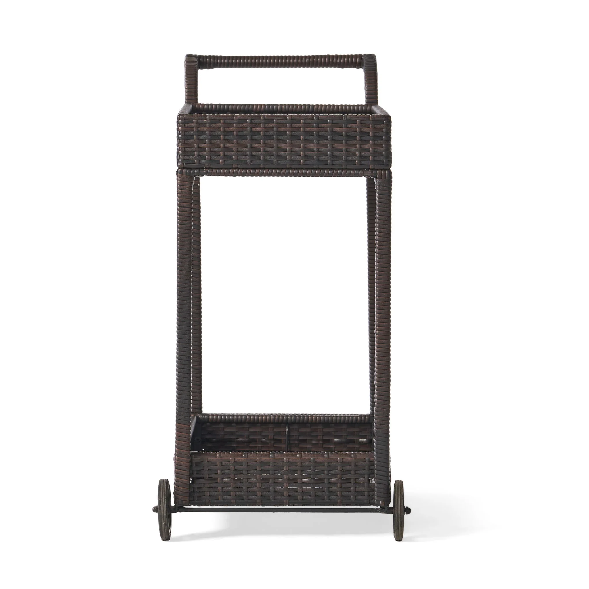 Resin Wicker Bar Cart With Metal Frame - Brown - Image 4
