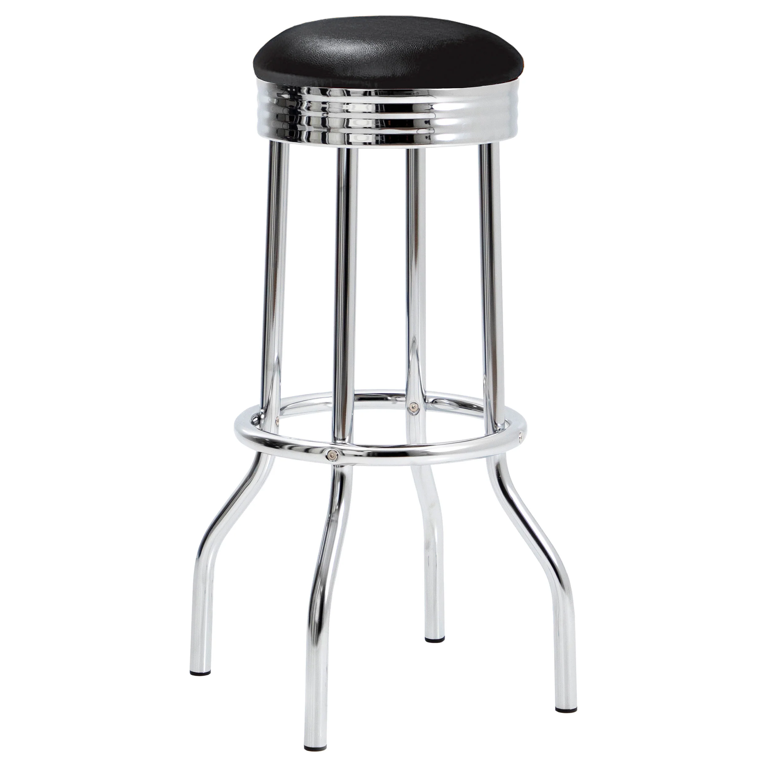 Retro 3-Piece Round 1950s Bistro Pub Bar Table Set Black - Image 2