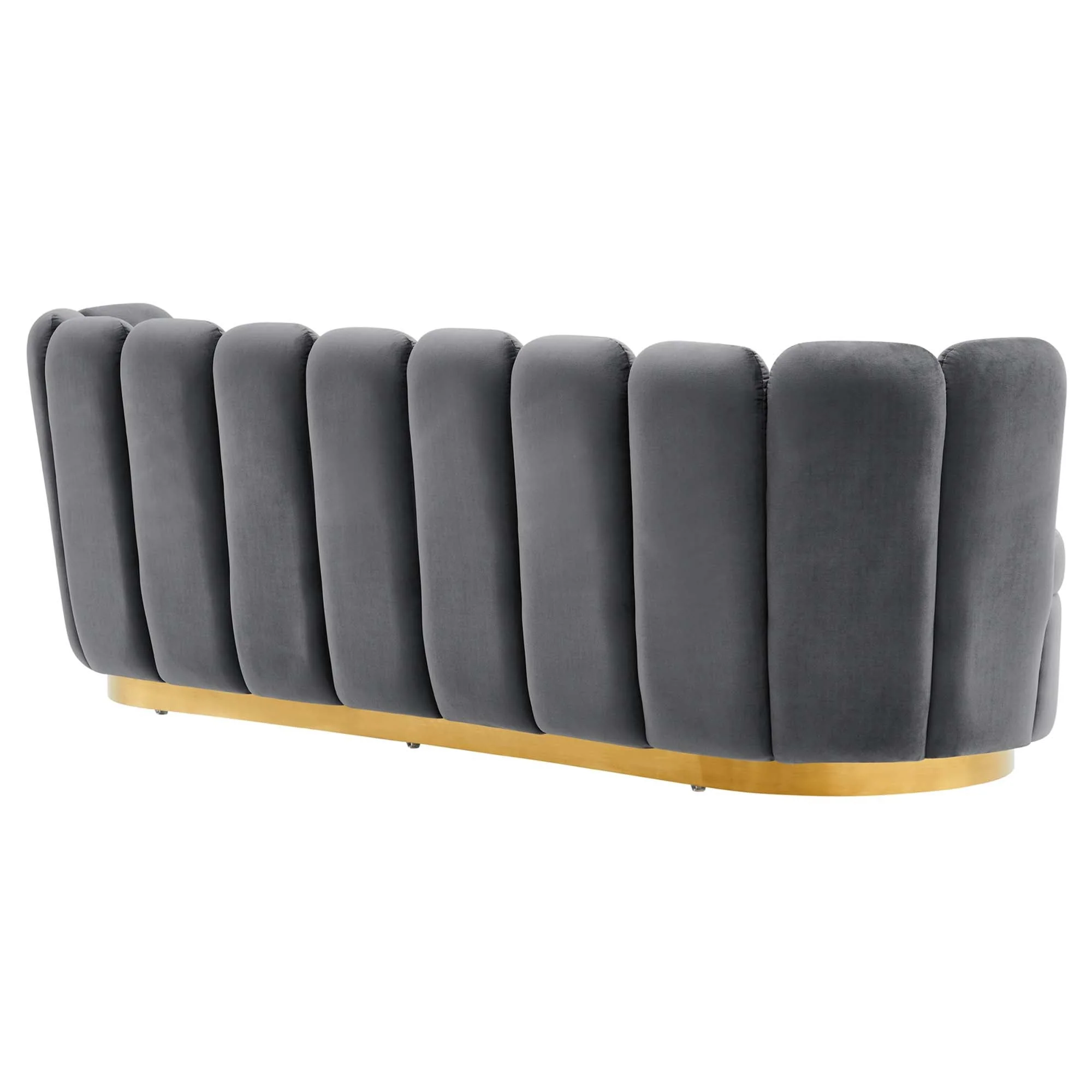 Retro Glam Scalloped Channel Tufted Performance Velvet Sofa - Image 4