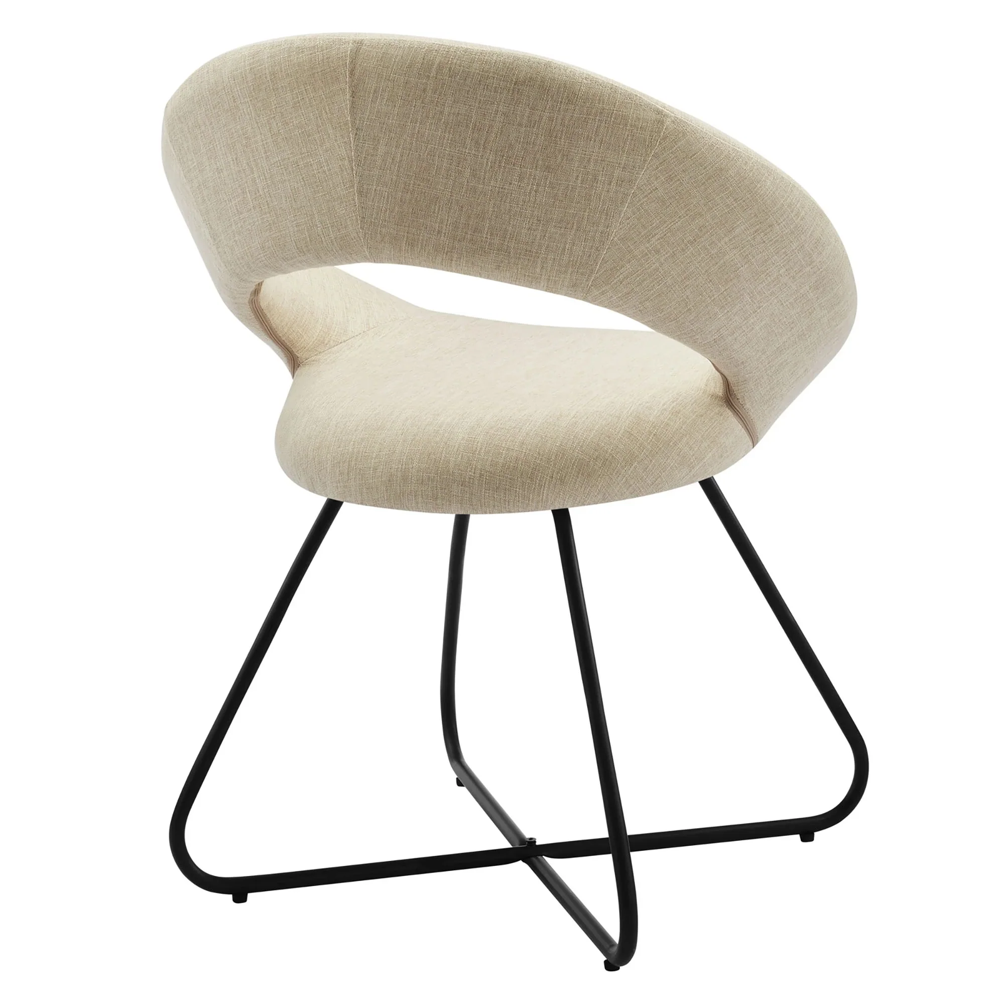 Retro Modern Upholstered Fabric Dining Chairs Set of 2 - Image 4