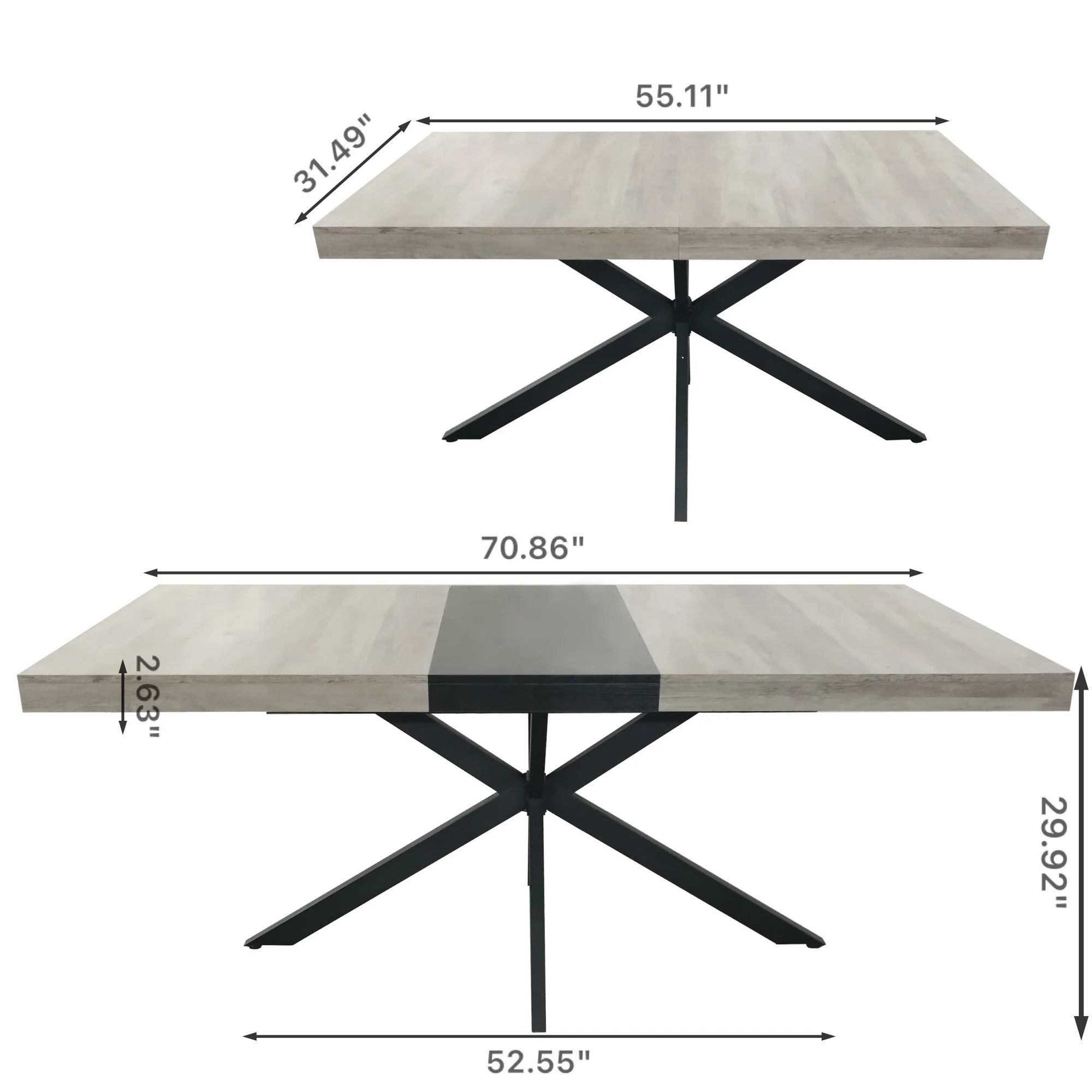 Retro Rectangular Stretch Dining Table With Embossed Center Plate - Image 11