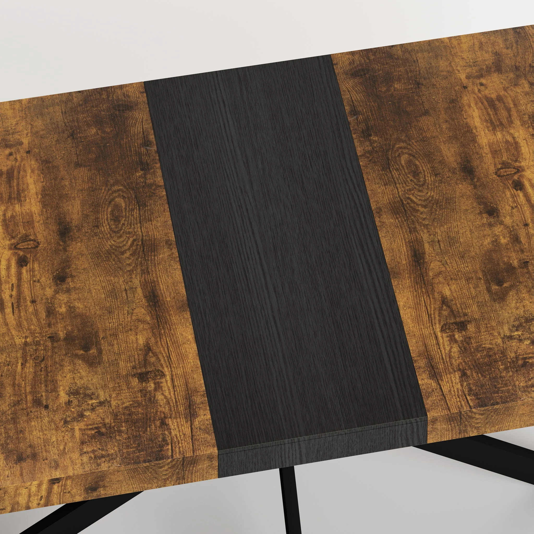 Retro Rectangular Stretch Dining Table With Embossed Center Plate - Image 8