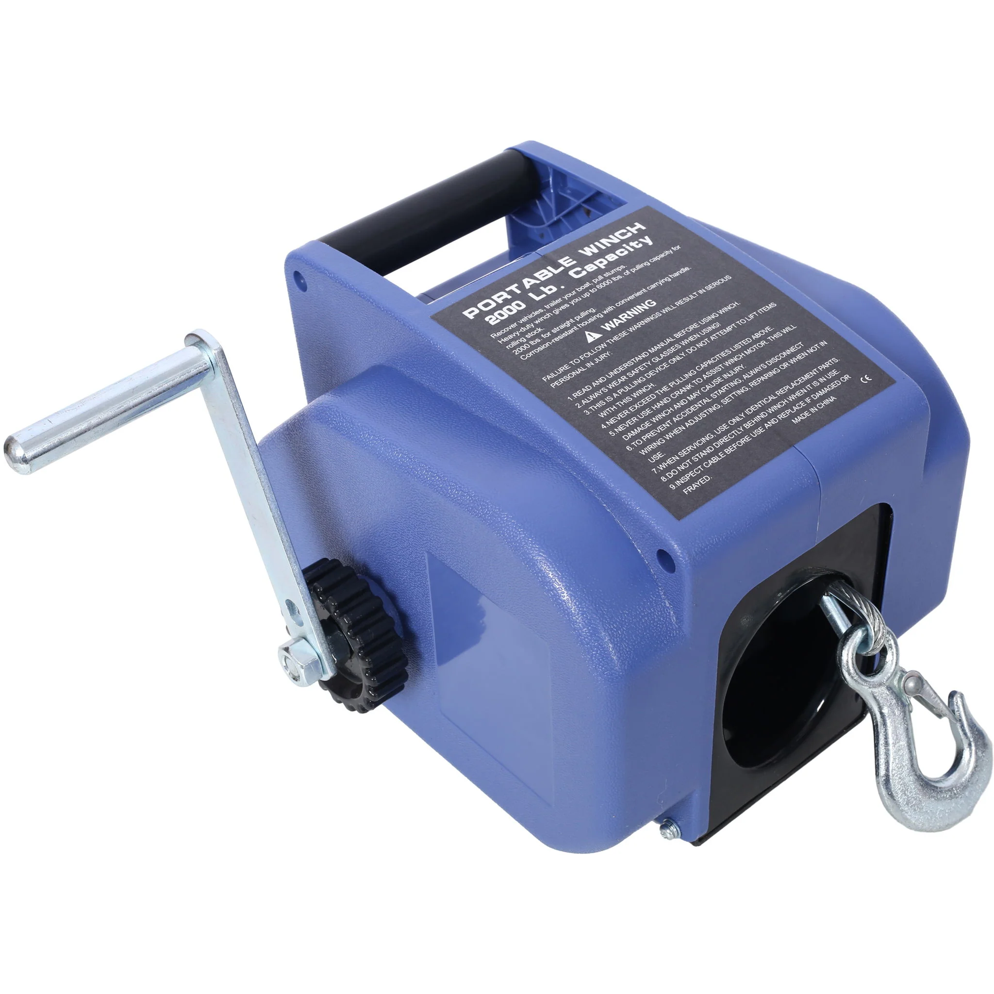Reversible Electric 12V Trailer Winch For Boats Up To 5000 Lbs, Galvanized Wire Rope Casing - Blue - Image 3