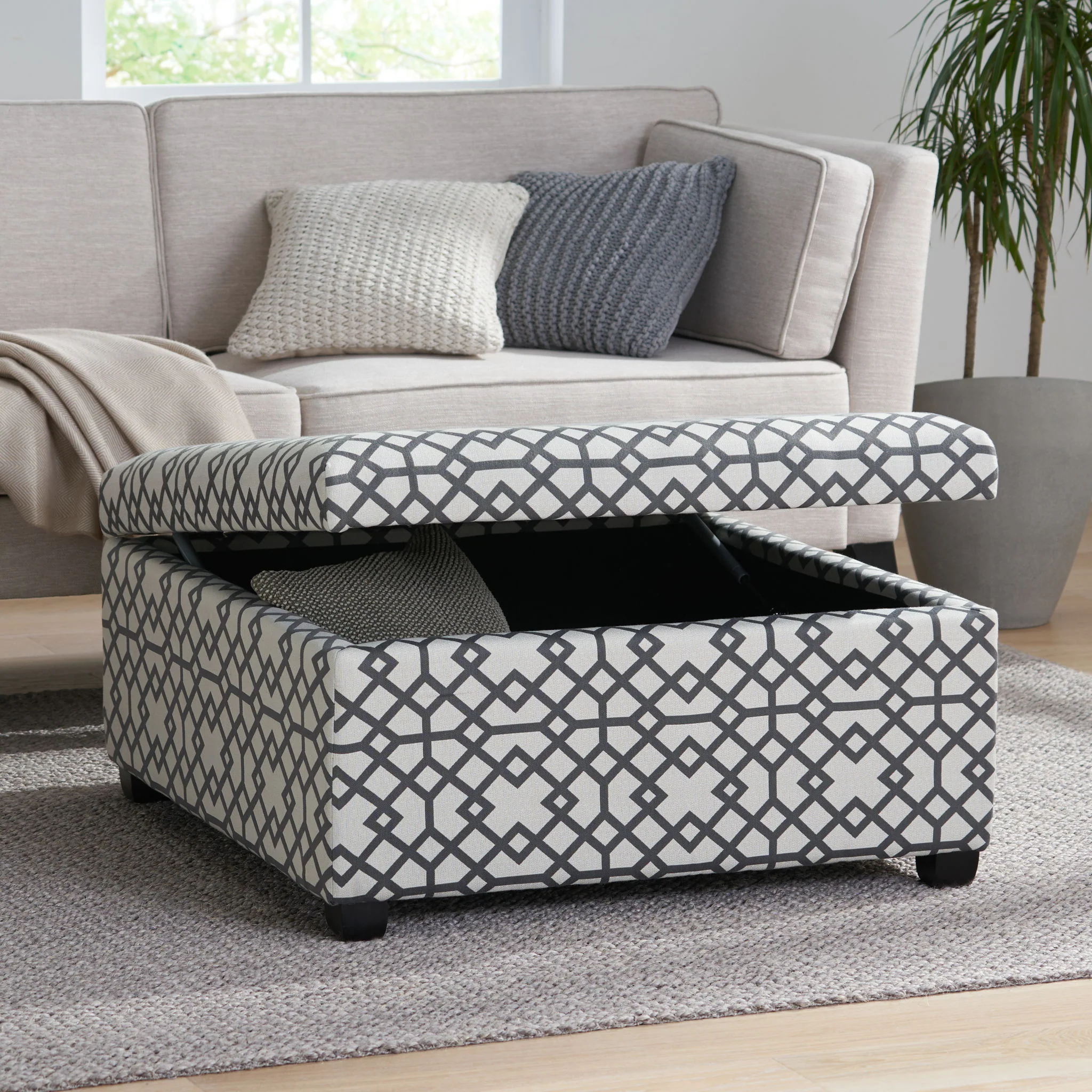 Richmond - Storage Ottoman With Unique Pattern And Ample Storage - Gray - Image 2