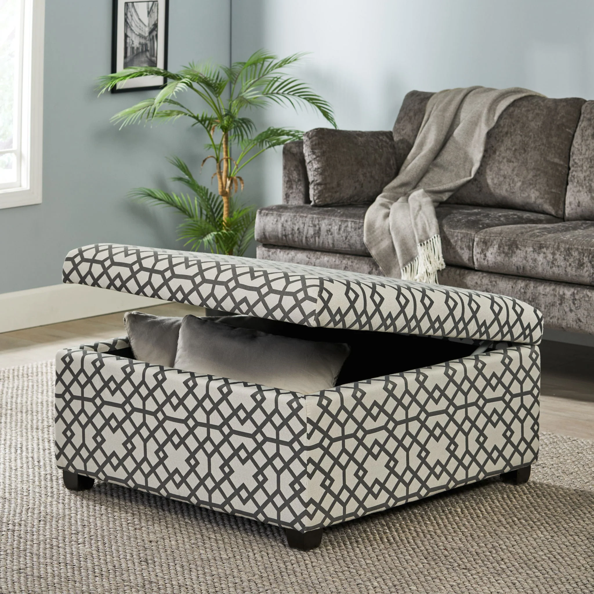 Richmond - Storage Ottoman With Unique Pattern And Ample Storage - Gray - Image 5