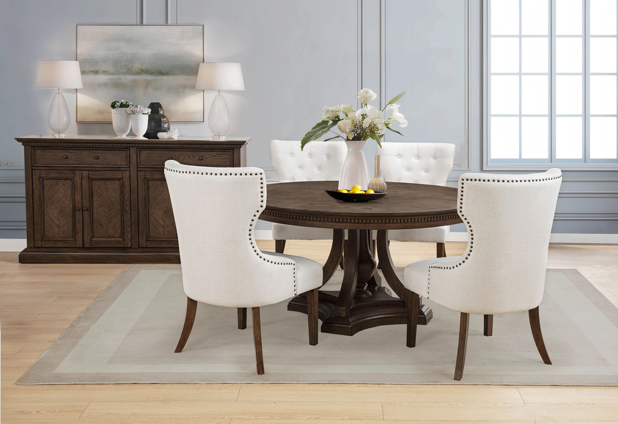 Ridgewell Round Pedestal Dining Table Dark Oak - Image 6