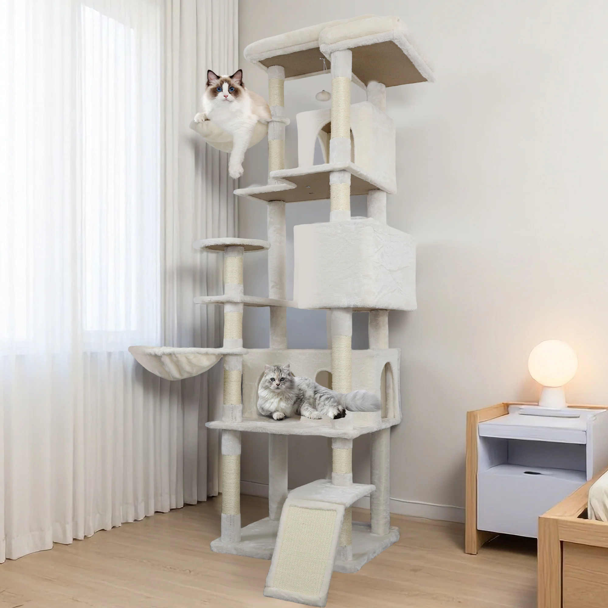 Rigel 84.6" Extra Large Cat Tree Tower with 3 Condos and 11 Sisal Posts - Image 8
