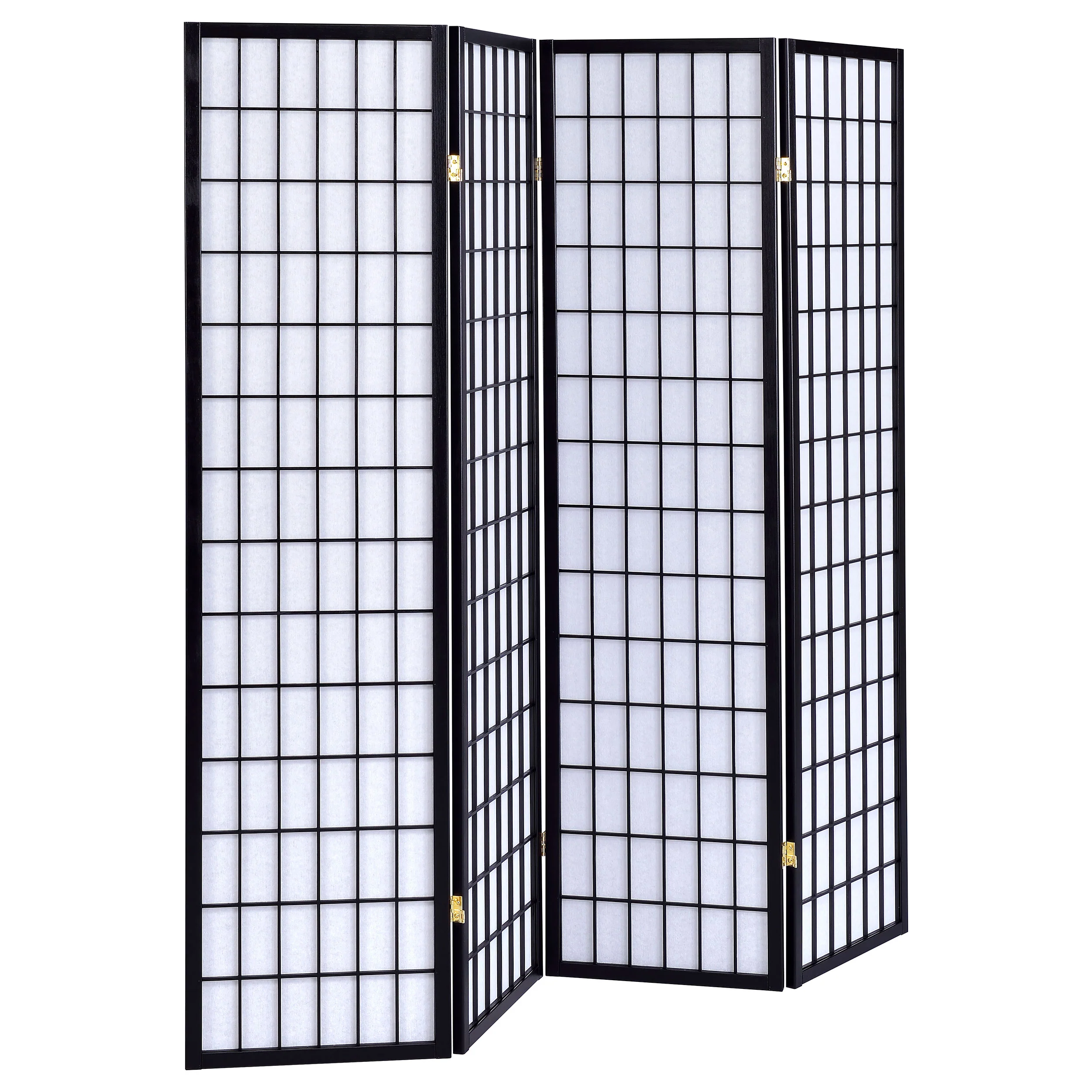 Roberto 4-Panel Black Folding Shoji Screen