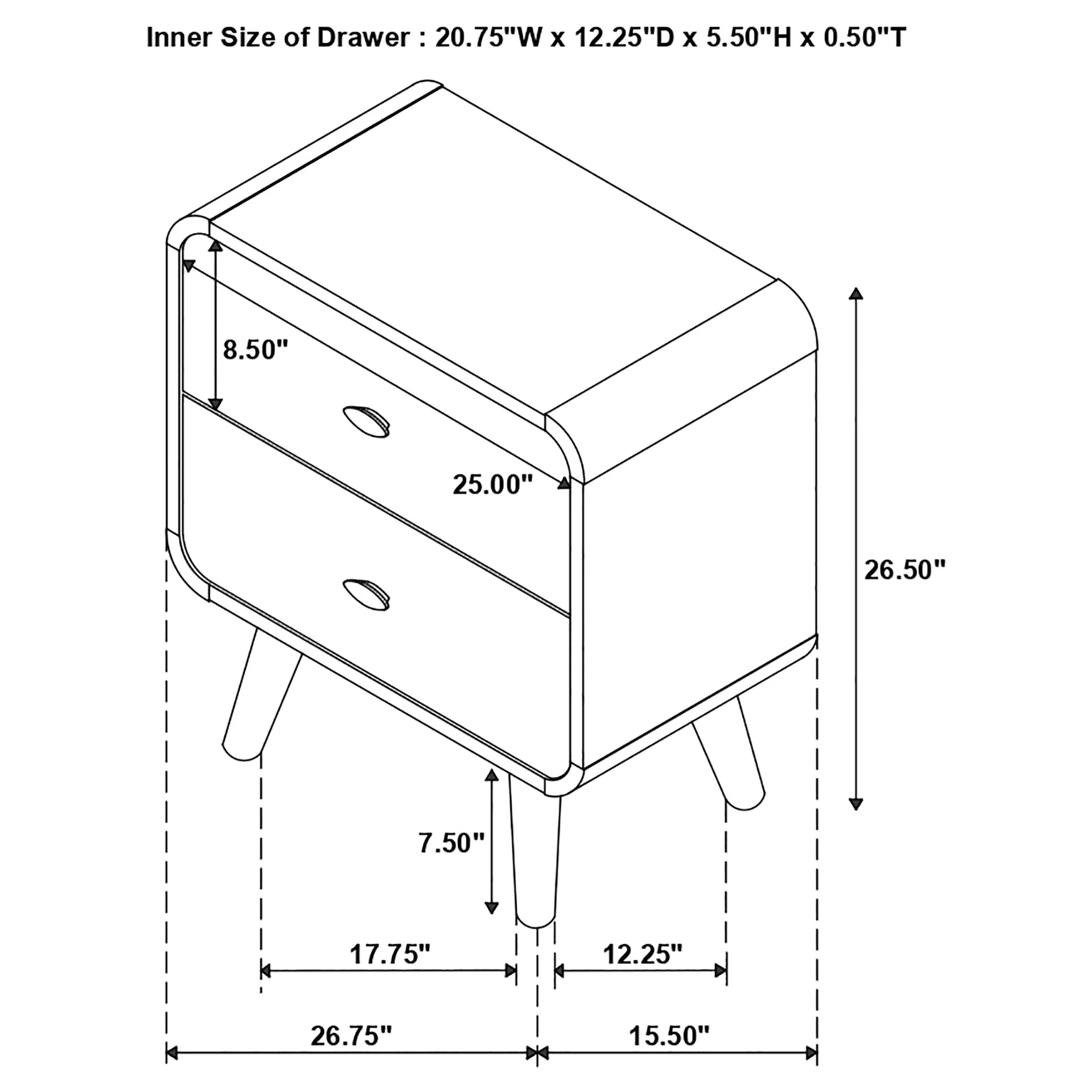 Robyn 2-Drawer Nightstand - Dark Walnut - Image 11