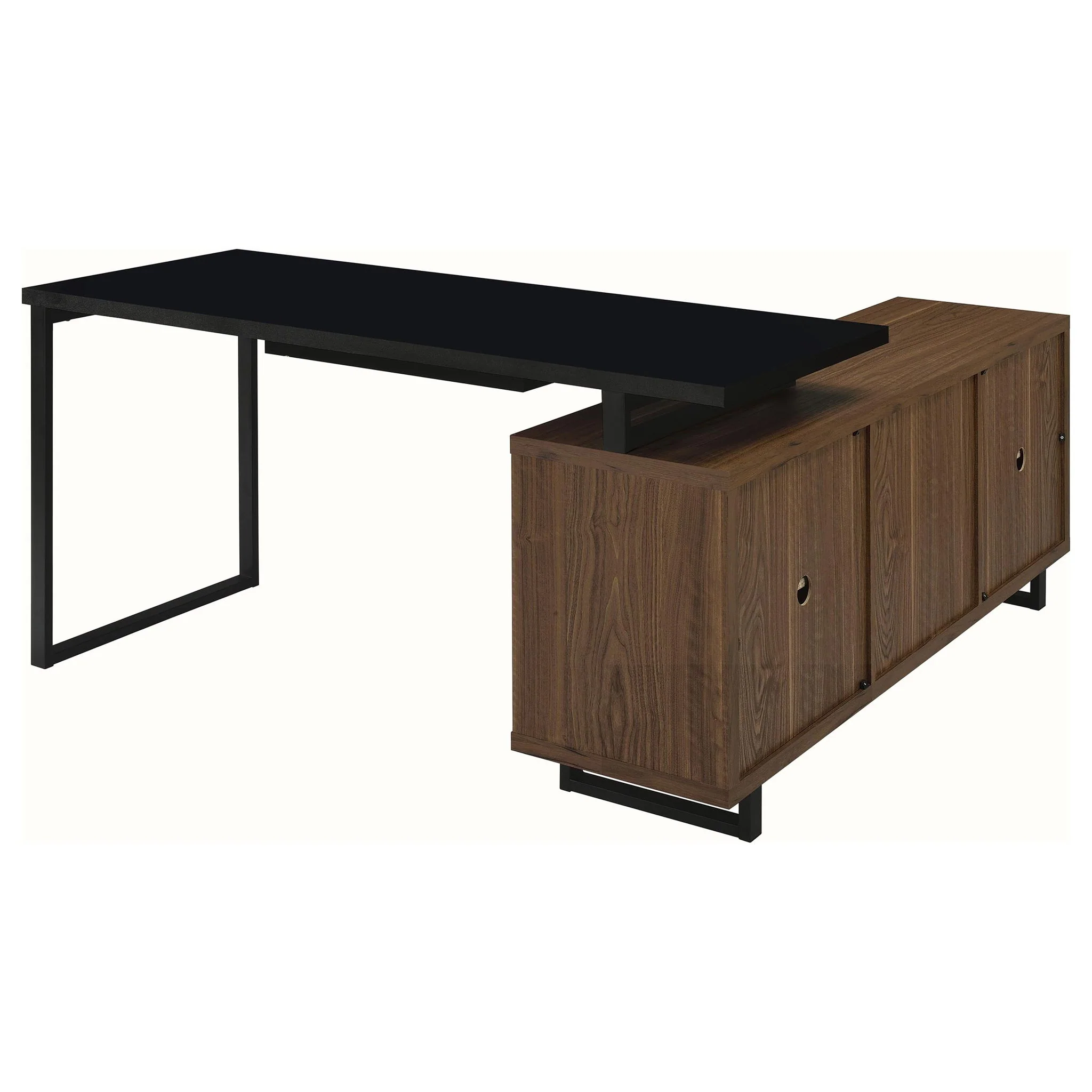 Rodger - L Shape Office Desk With Storage, Workstation For Home Or Office - Walnut - Image 7
