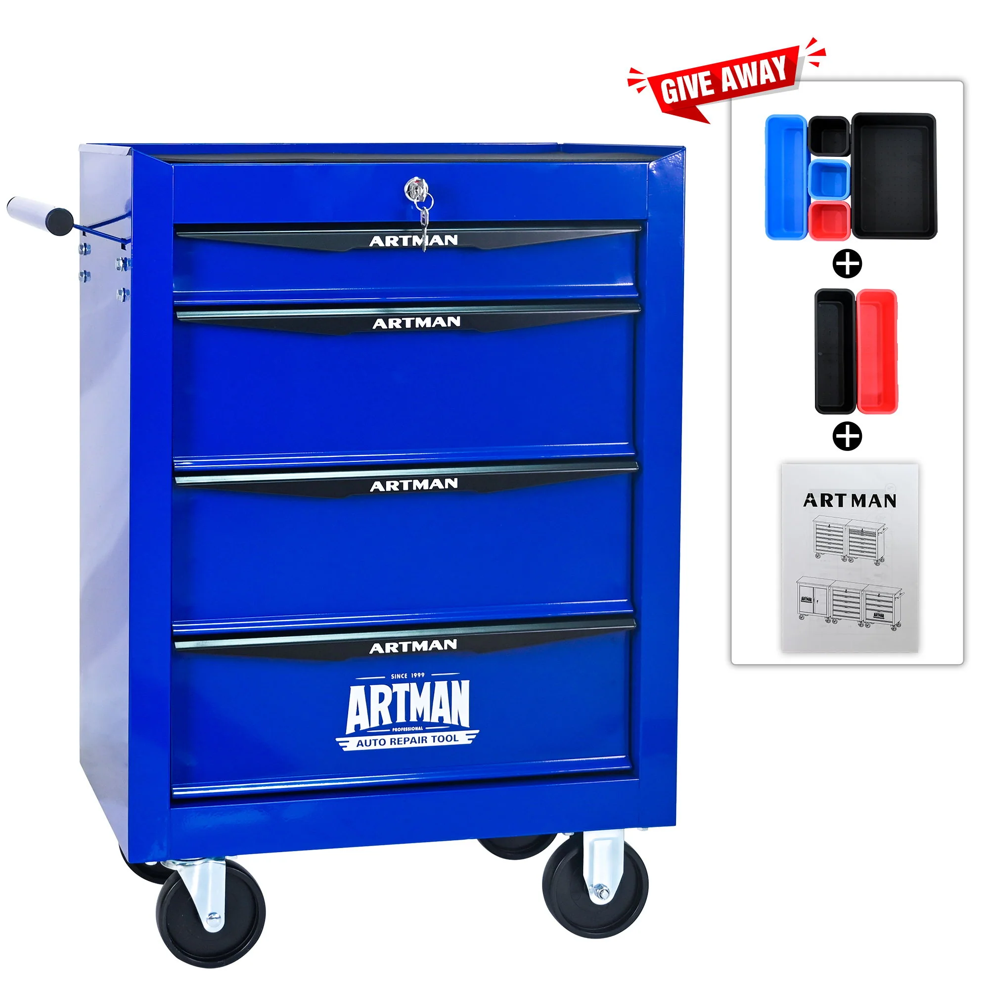 Rolling Metal Tool Chest With Drawers, Steel Storage Cabinet With Ball Bearing Slides - Image 19