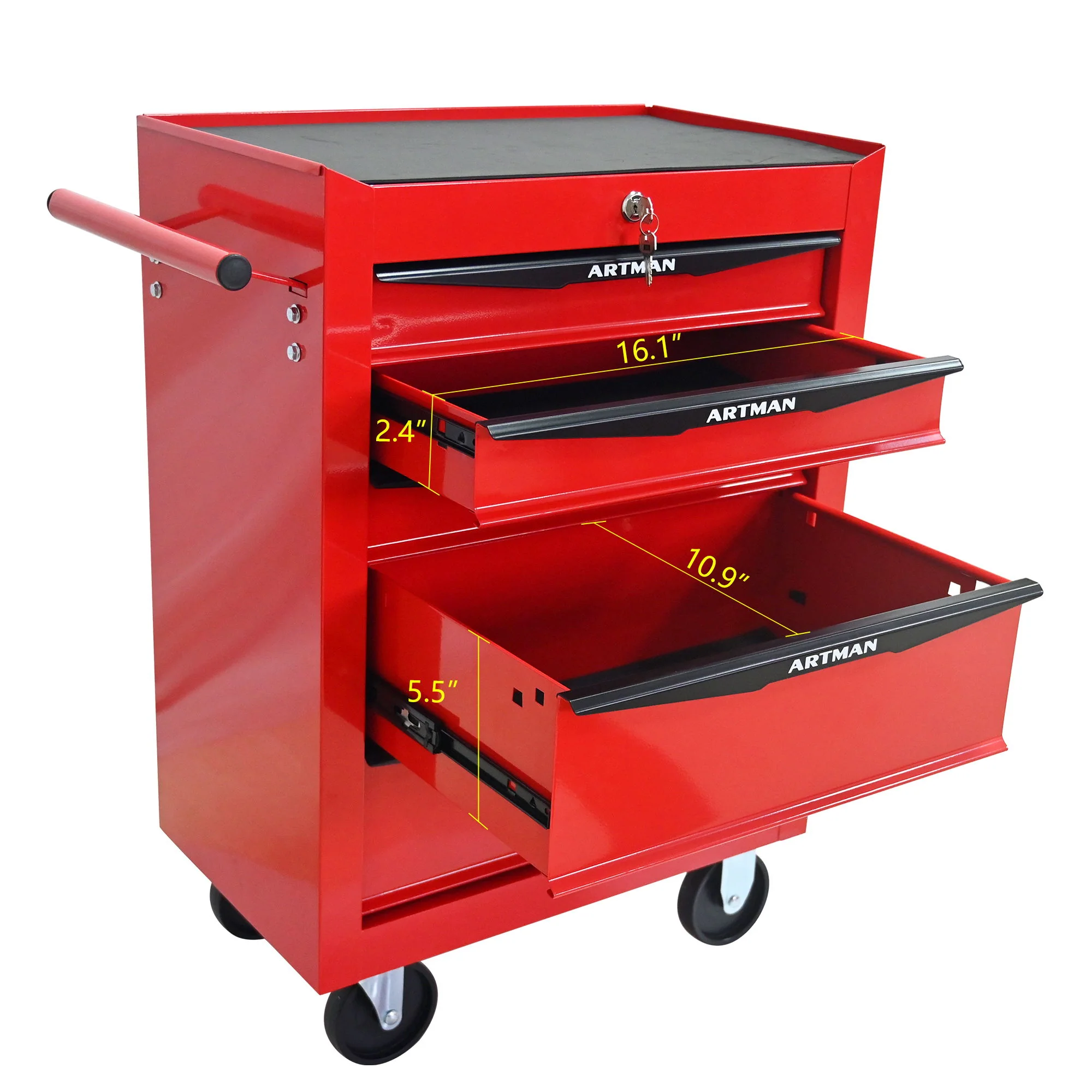 Rolling Metal Tool Chest With Drawers, Steel Storage Cabinet With Ball Bearing Slides - Image 35