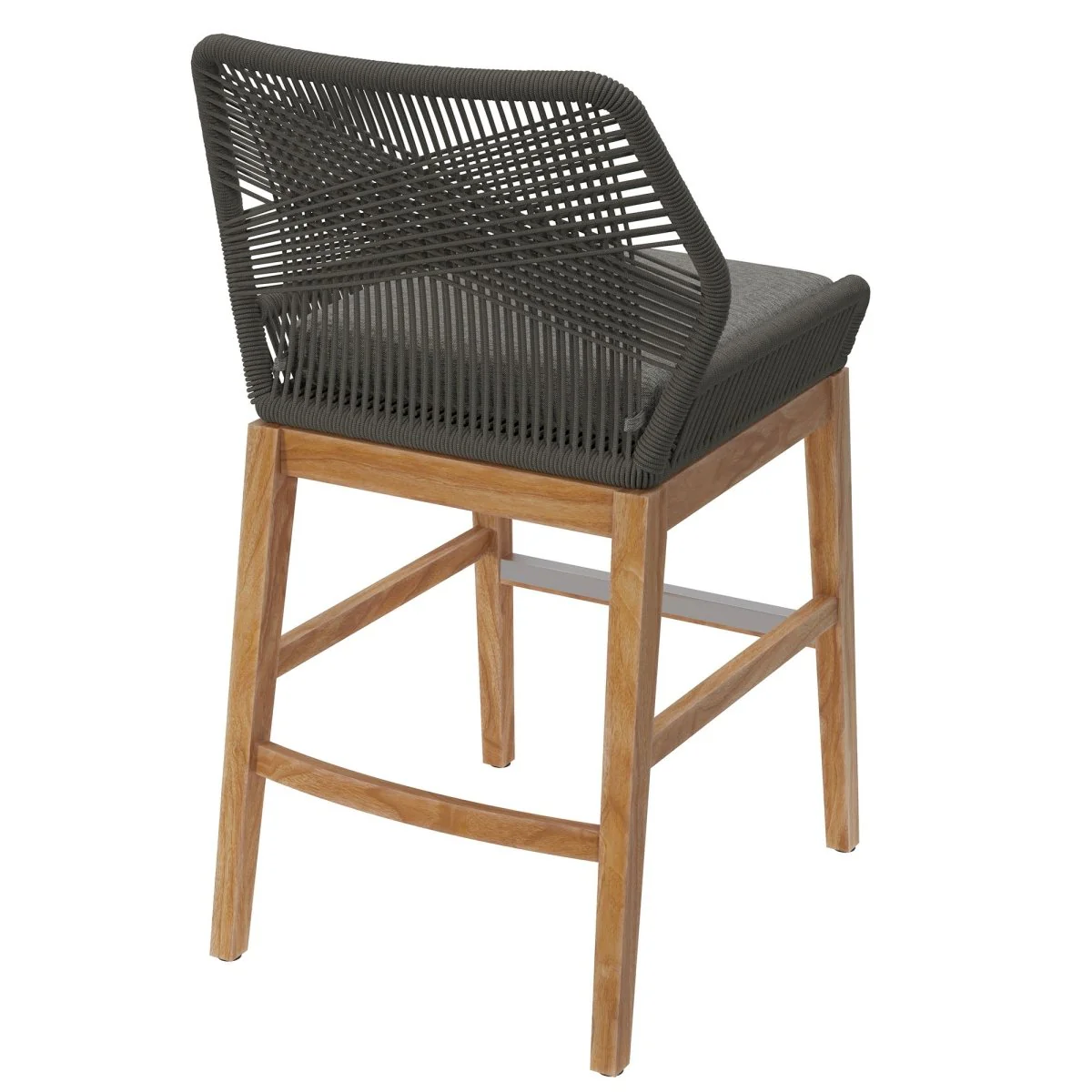 Rope and Teak Outdoor Counter Stool - Modern Patio and Poolside Seating Solution - Image 15
