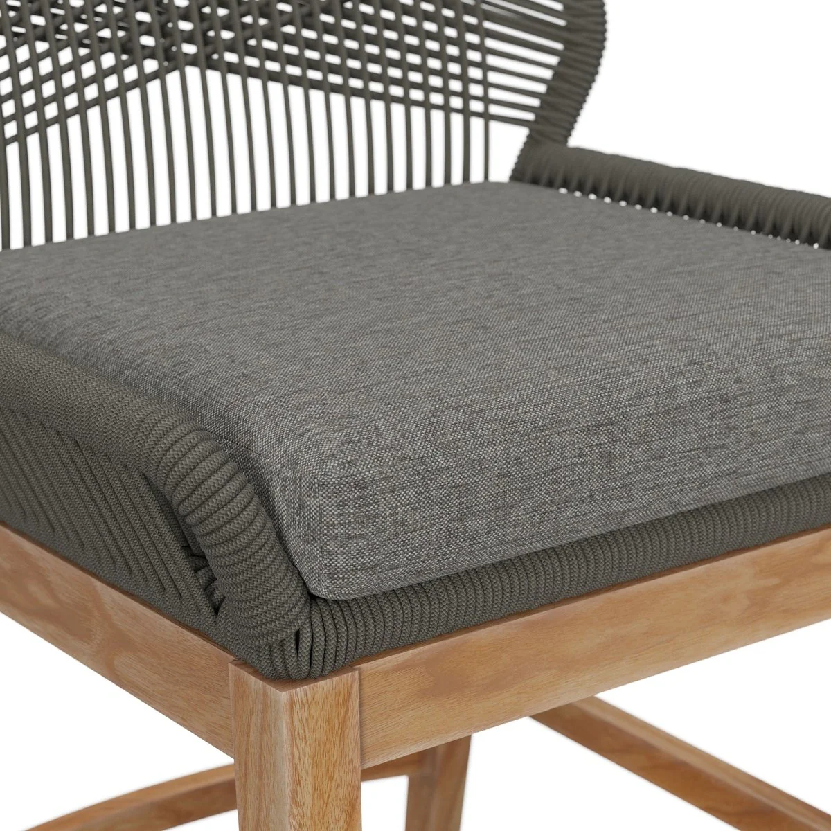 Rope and Teak Outdoor Counter Stool - Modern Patio and Poolside Seating Solution - Image 17