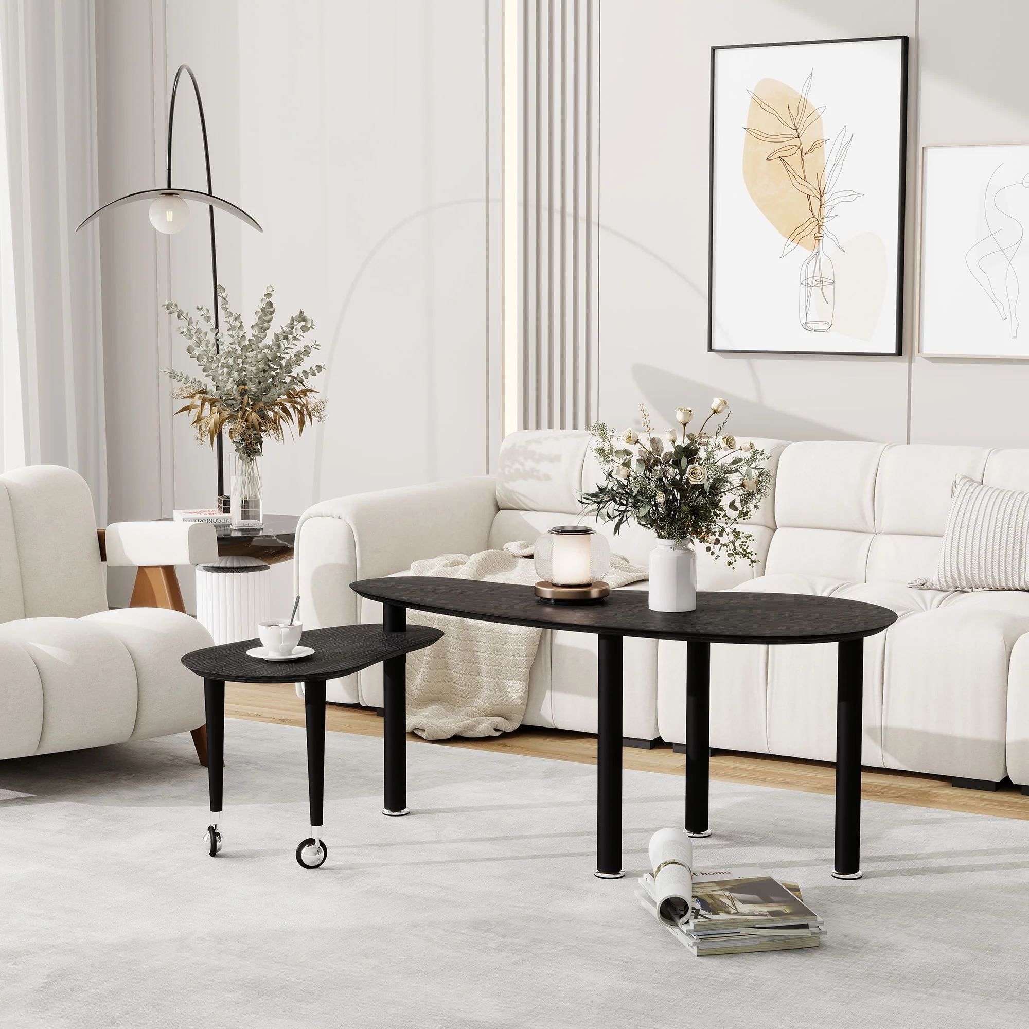 Rotatable Cocktail Table With Solid Legs, 360 Degree Rotating - Image 20