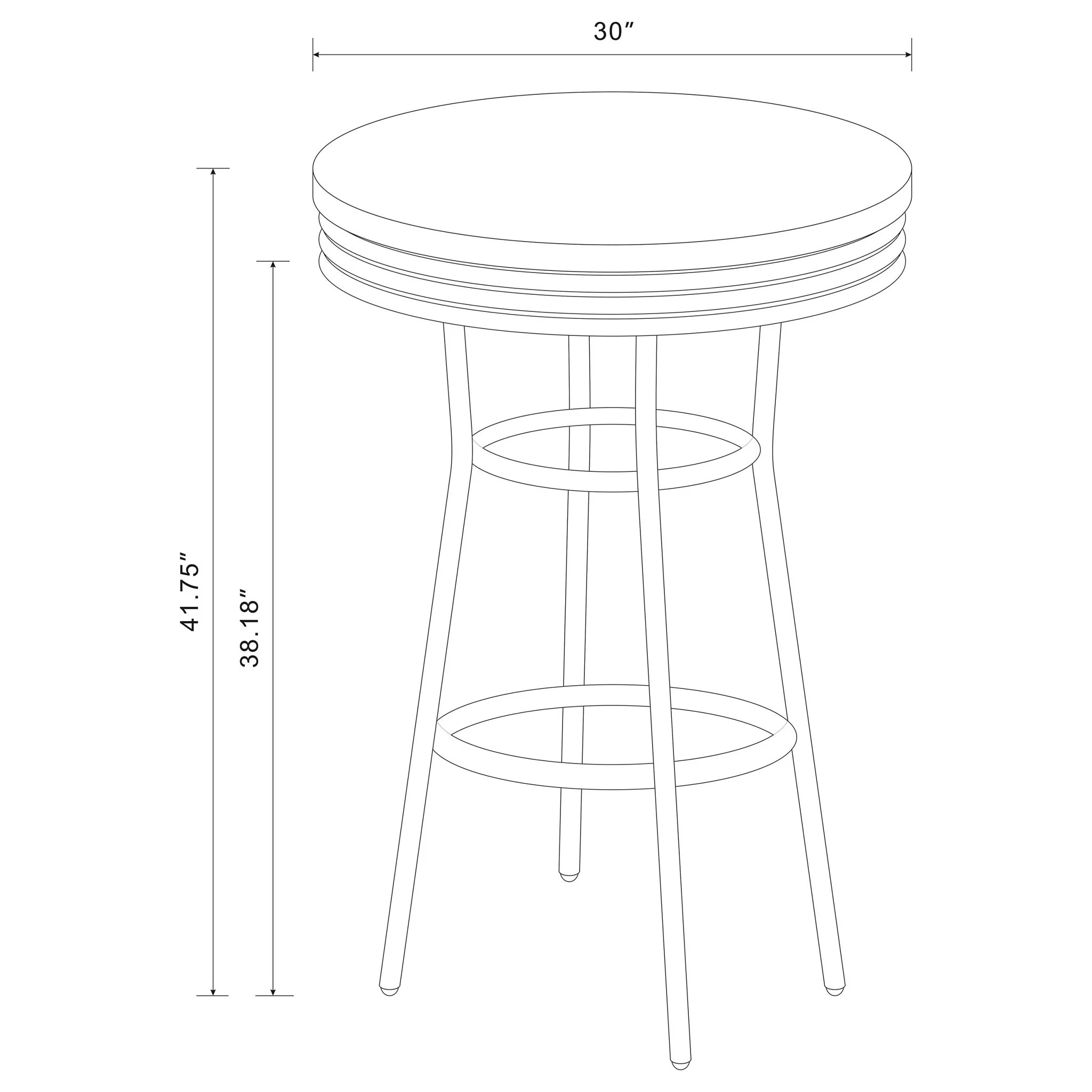 Round Bar Table With Retro Design - Black - Image 3