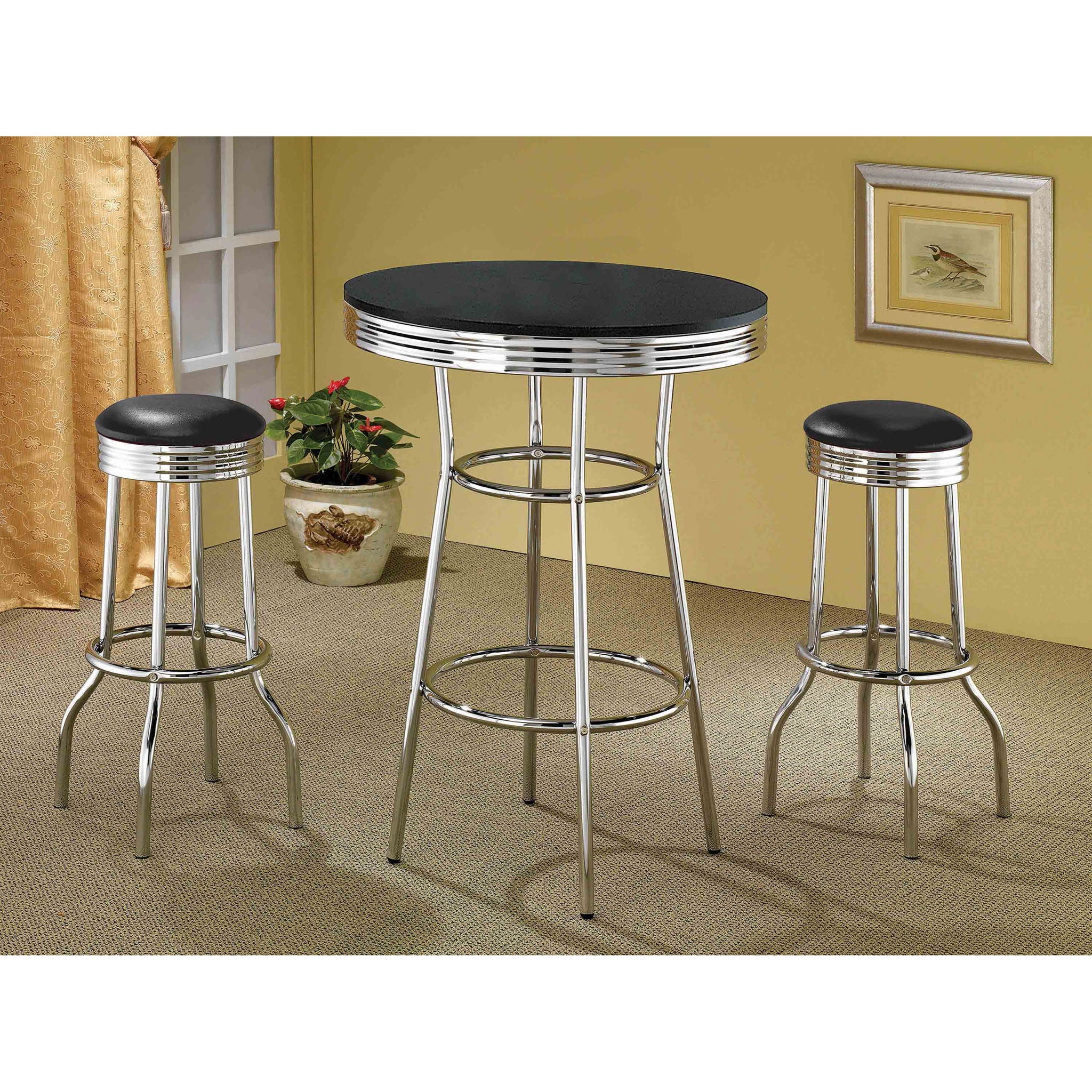 Round Bar Table With Retro Design - Black - Image 4