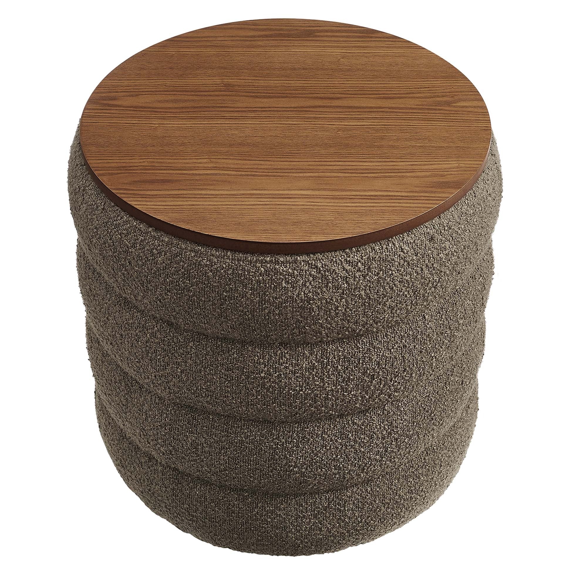 Round Boucle Fabric Storage Ottoman – 17 Inch - Image 16