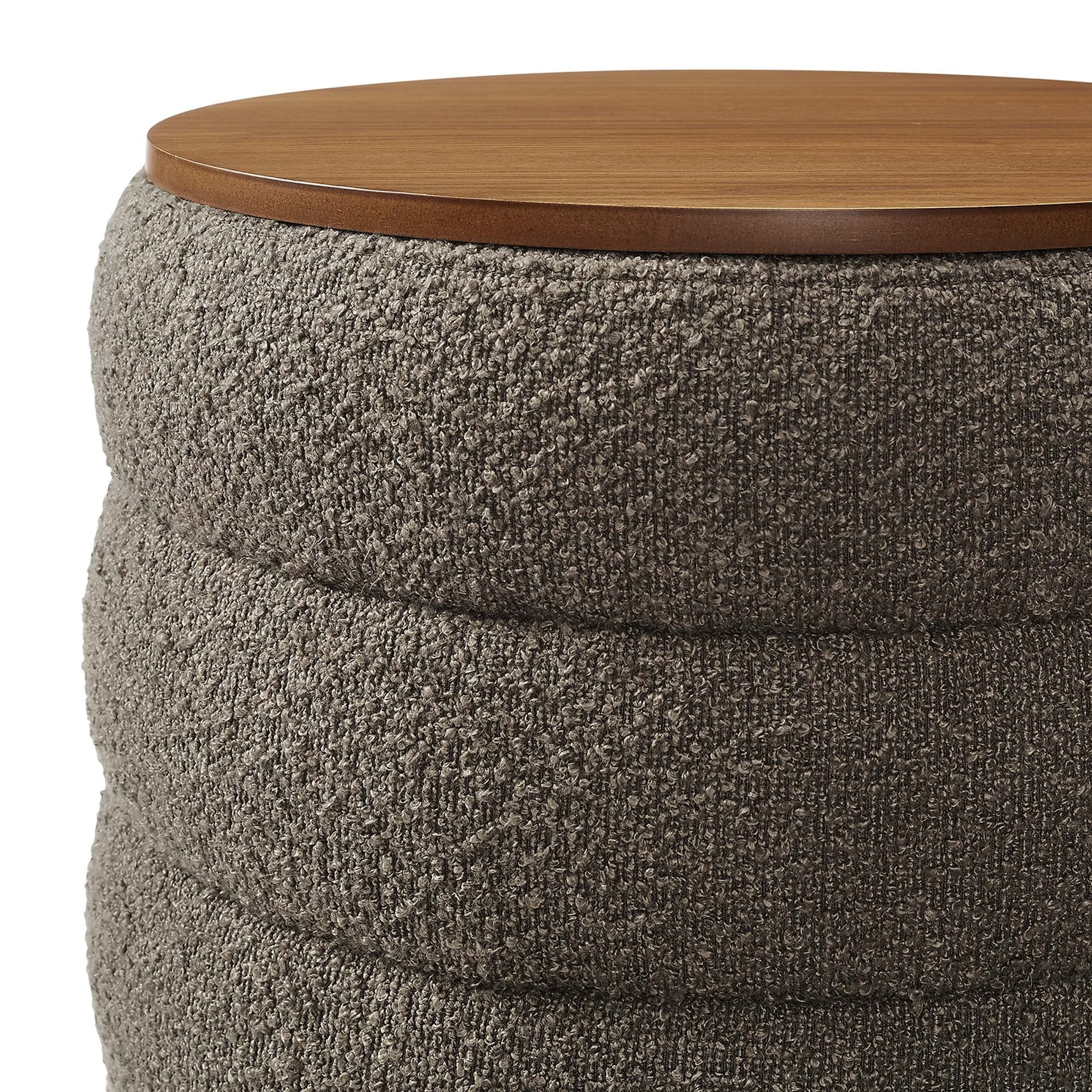 Round Boucle Fabric Storage Ottoman – 17 Inch - Image 18