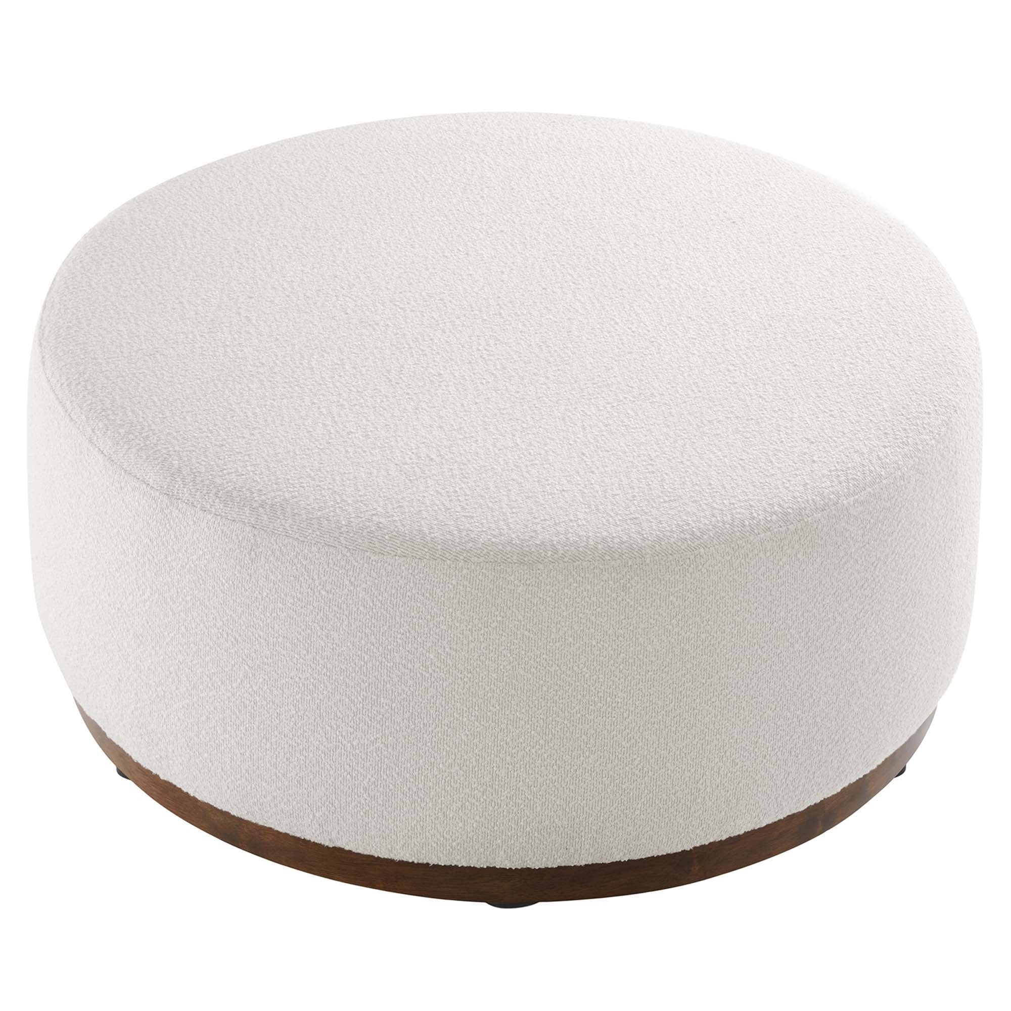 Round Boucle Upholstered Ottoman – Cloud Walnut 38 Inch - Image 6