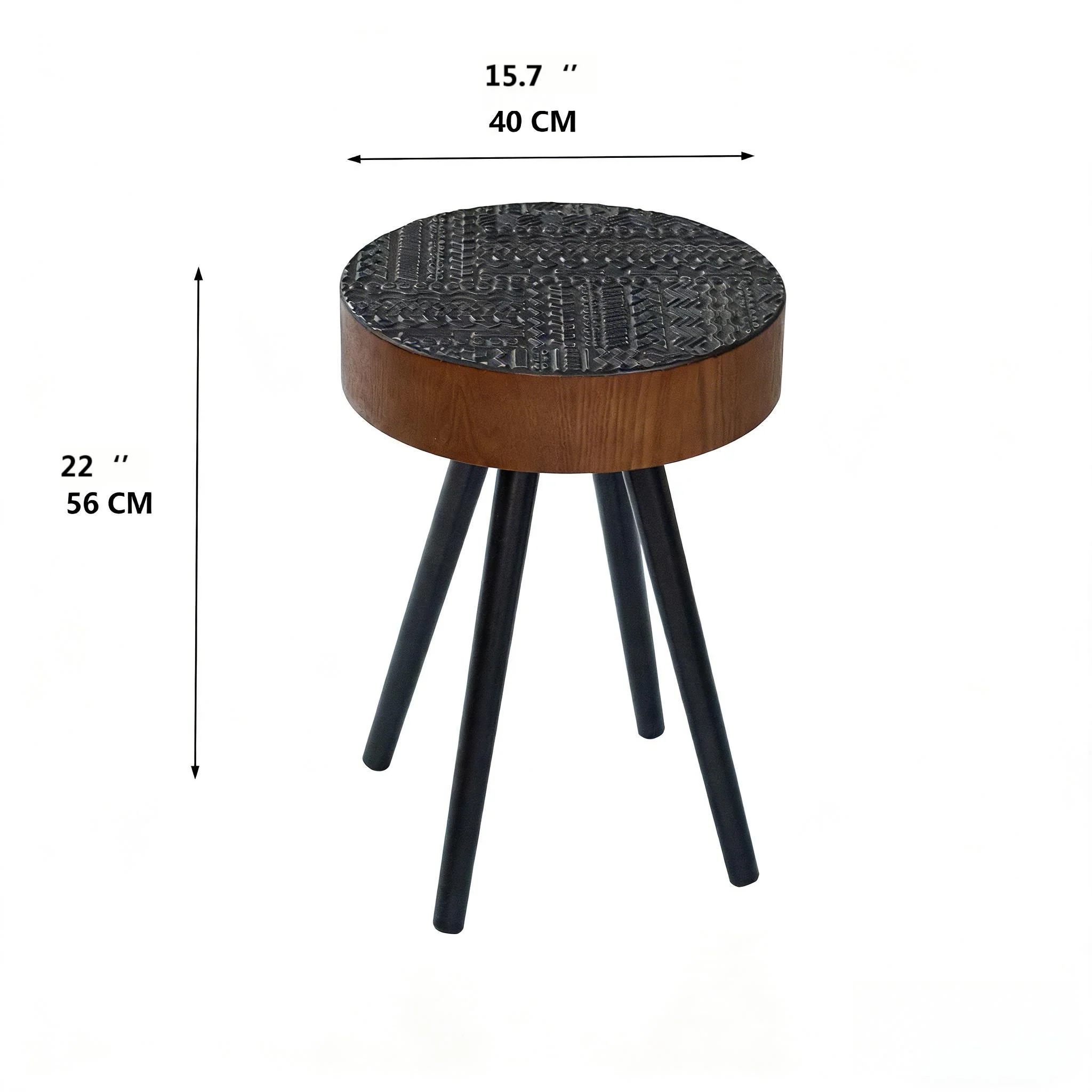 Round Coffee Table With Carved Top For Living Room - Image 11