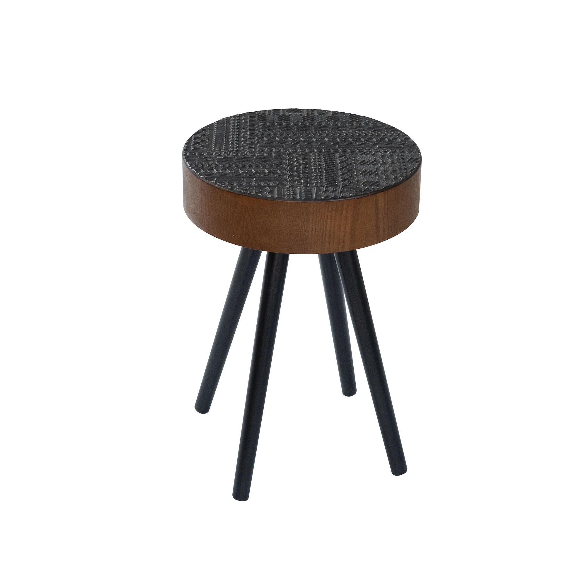 Round Coffee Table With Carved Top For Living Room - Image 2