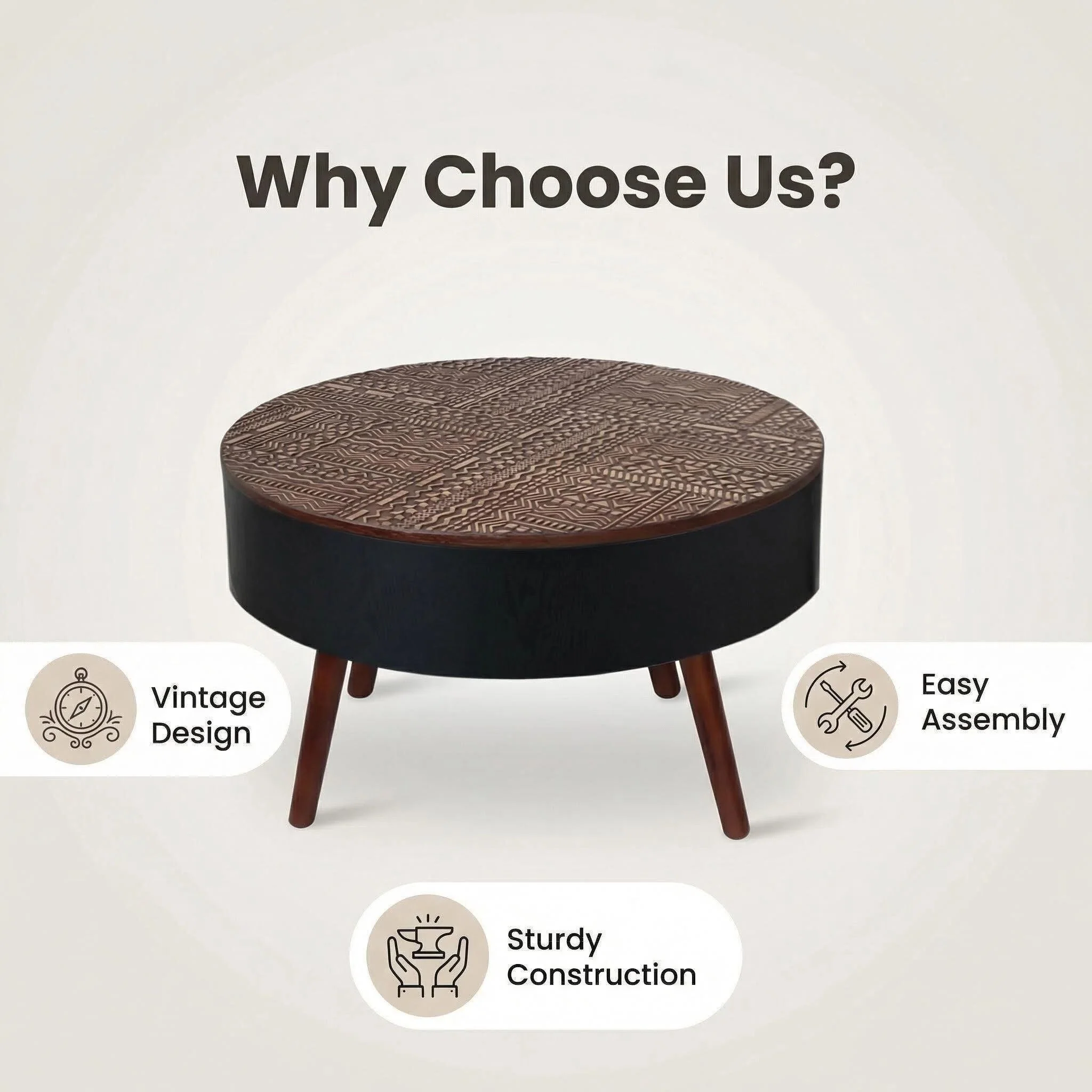 Round Coffee Table With Storage Function For Living Rooms - Image 11
