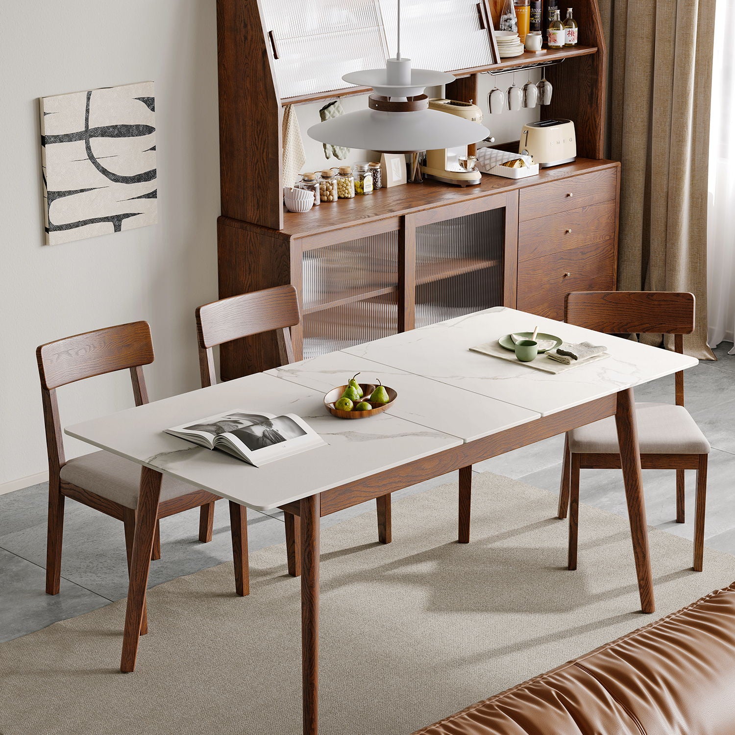 Round Corner Diagonal Leg Telescopic Table For 6 - 8 People To Meet Dining Table - Image 16
