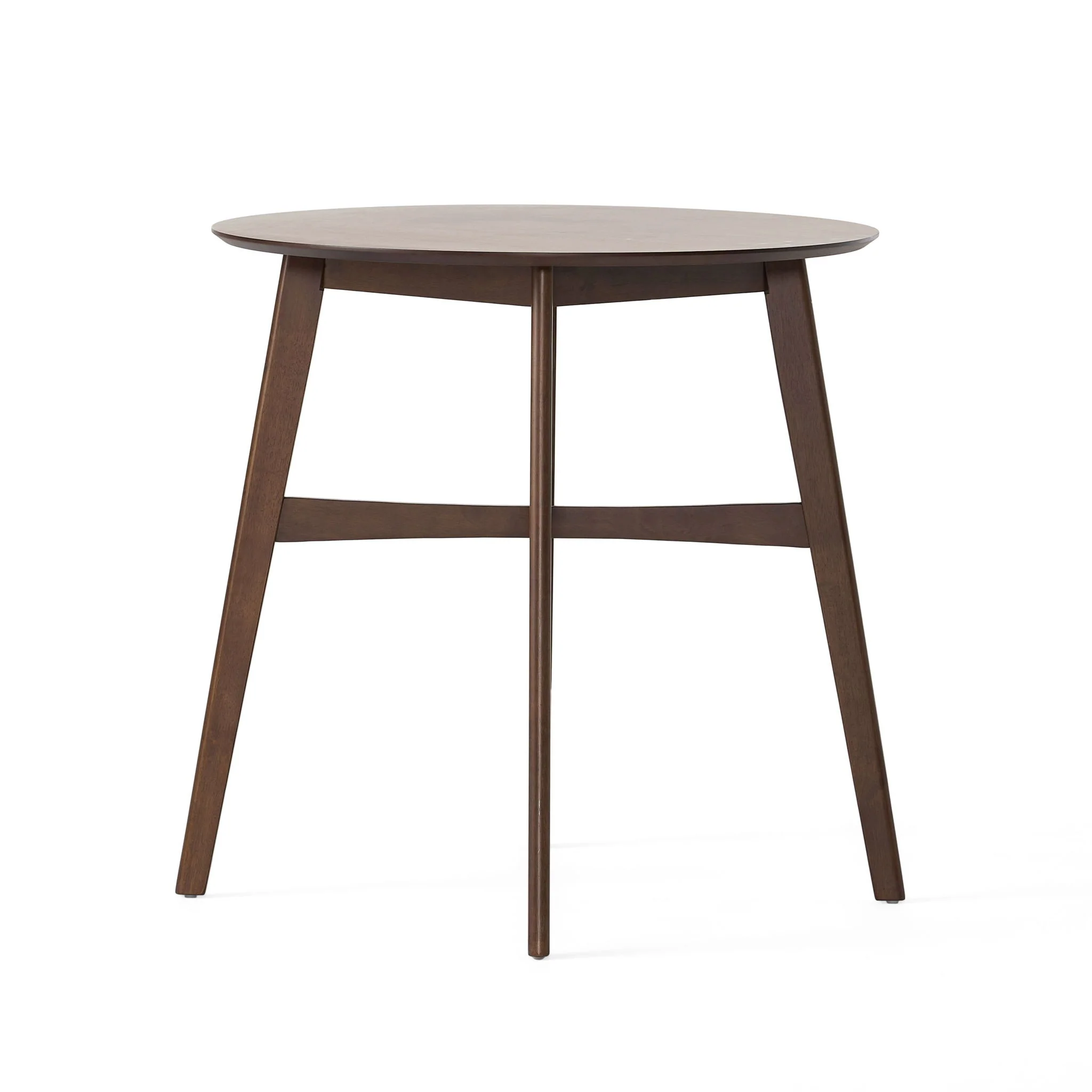 Round Counter Height Dining Table With Thick Rubberwood Legs And Support Beams - Walnut - Image 6