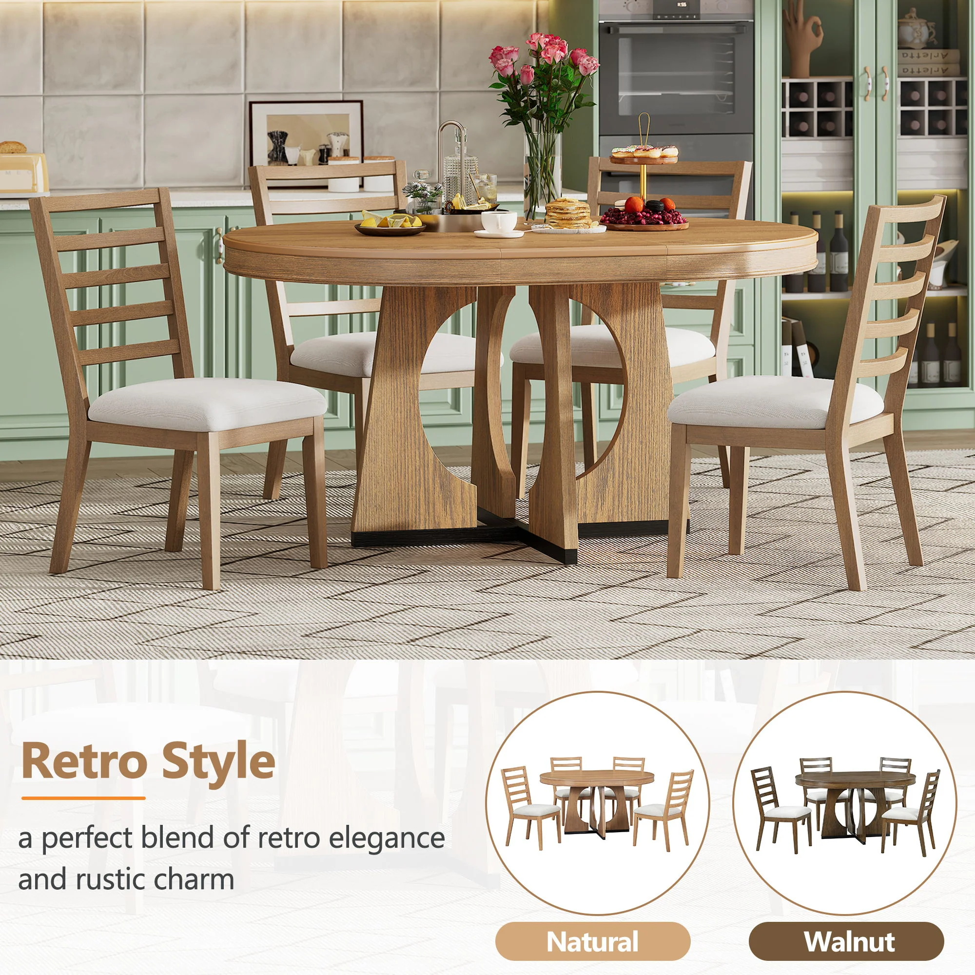 Round Dining Table Set For 4 With Chairs - Image 11