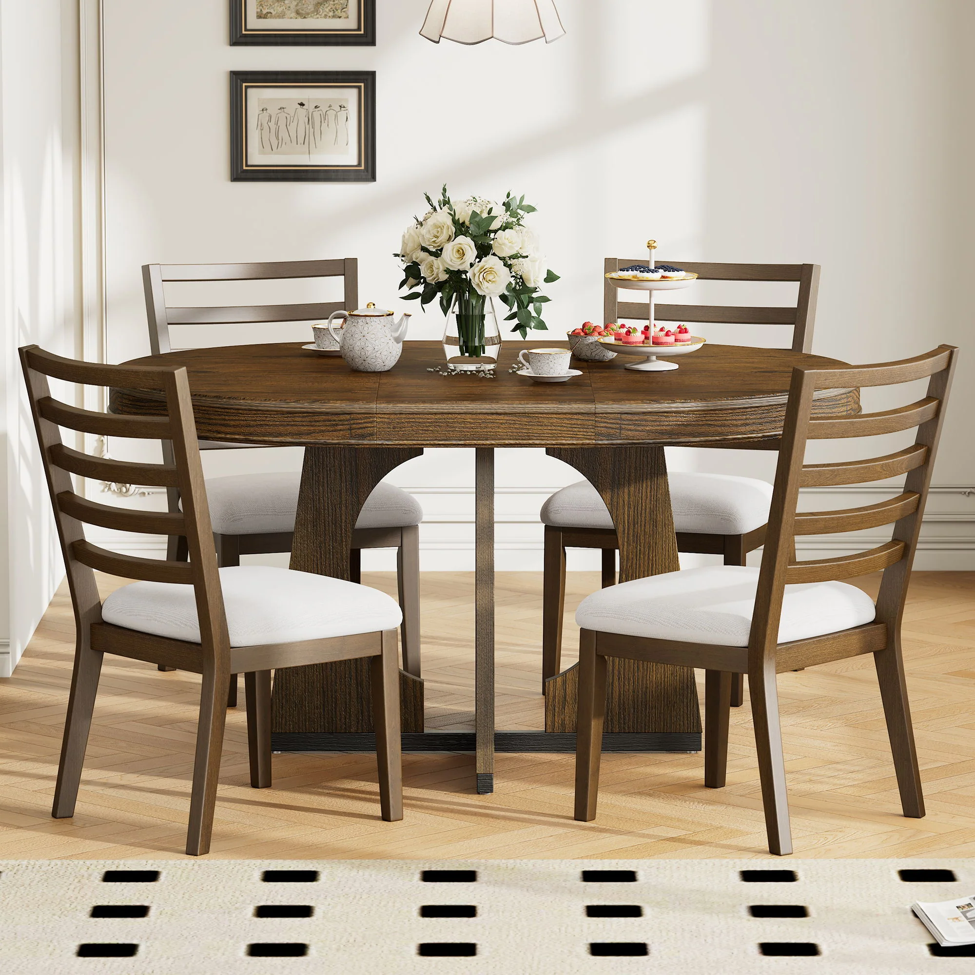 Round Dining Table Set For 4 With Chairs - Image 16