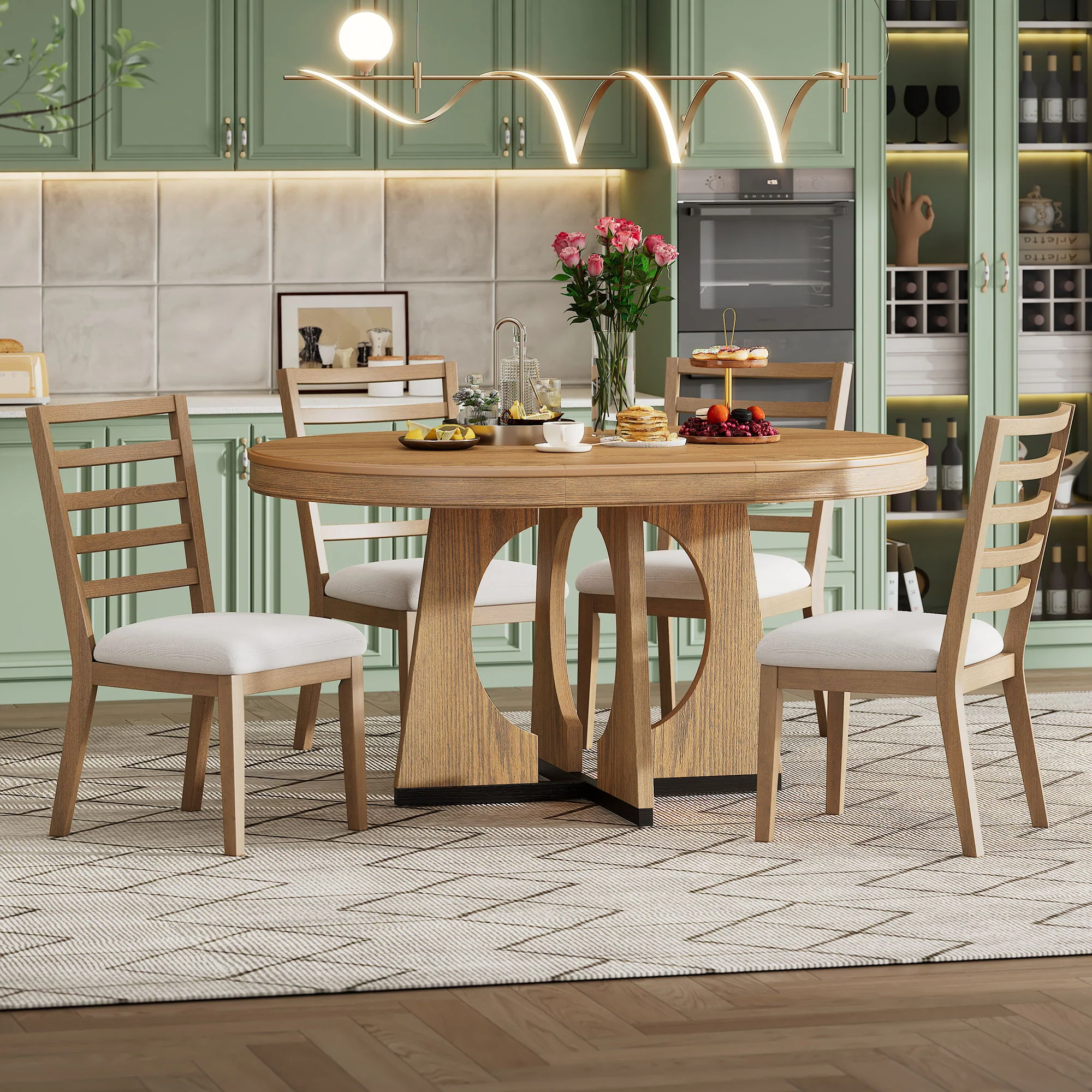 Round Dining Table Set For 4 With Chairs - Image 8