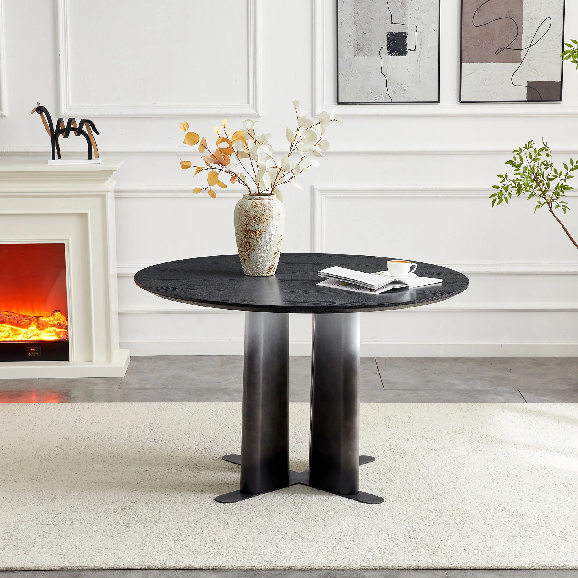 Round Dining Table With Cross Base, Modern Home Furniture - Image 11