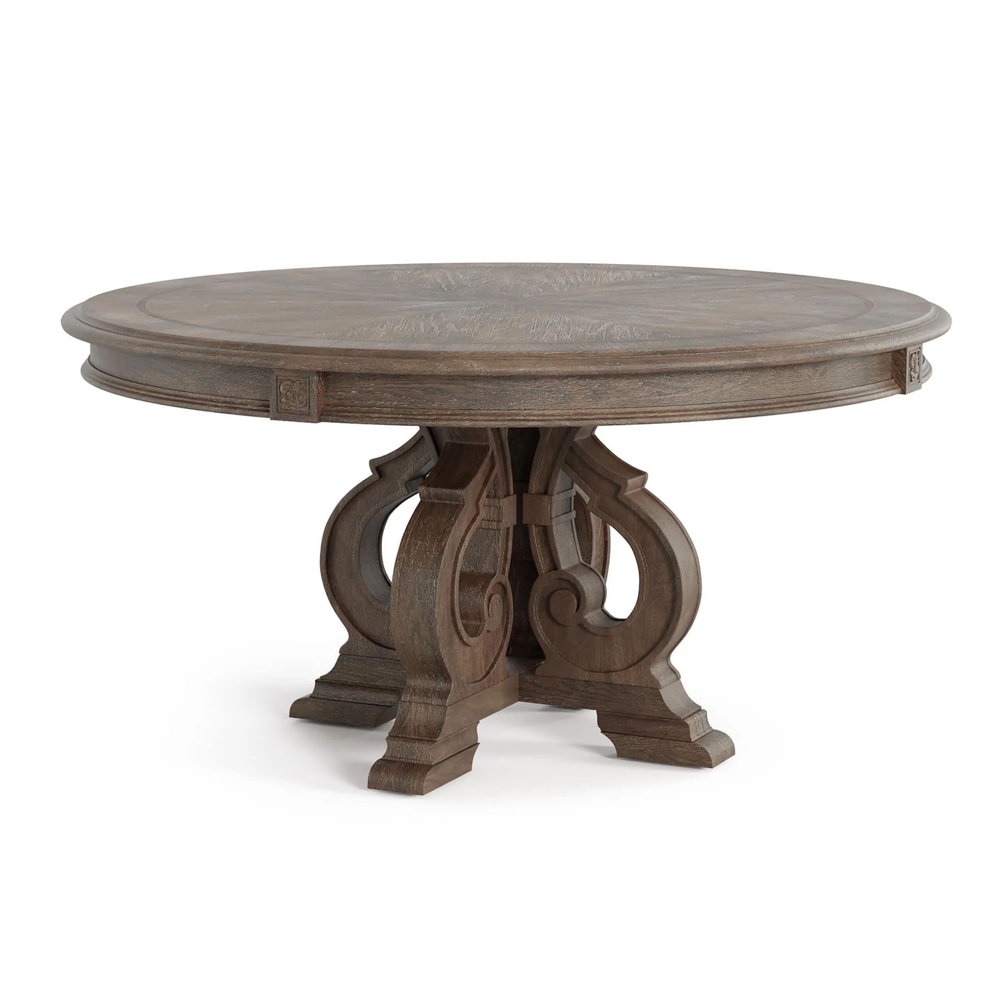 Round Dining Table With Pedestal Base - Natural / Rustic - Image 8