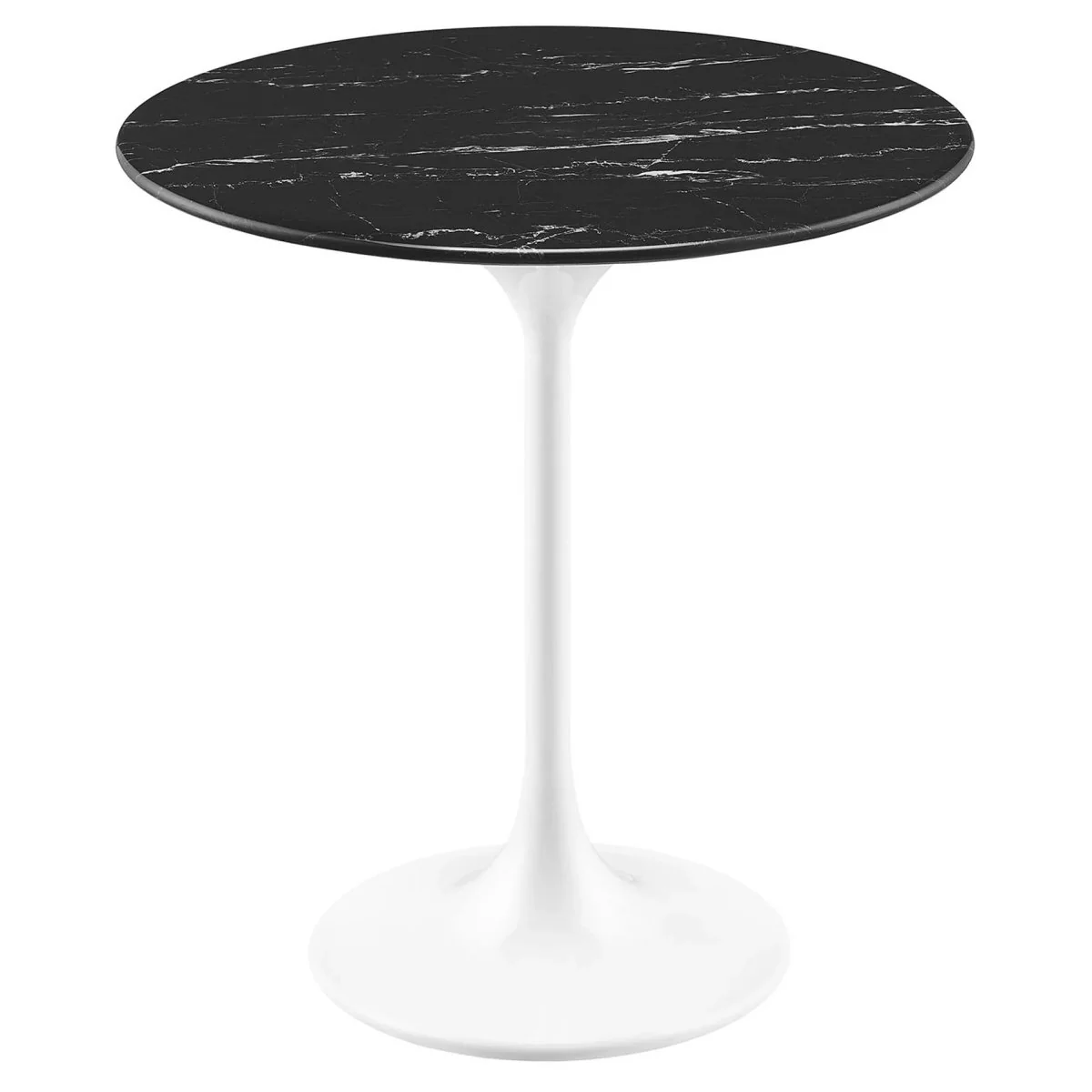 Round Faux Marble Side Table with Pedestal Base – 20 Inch - Image 9