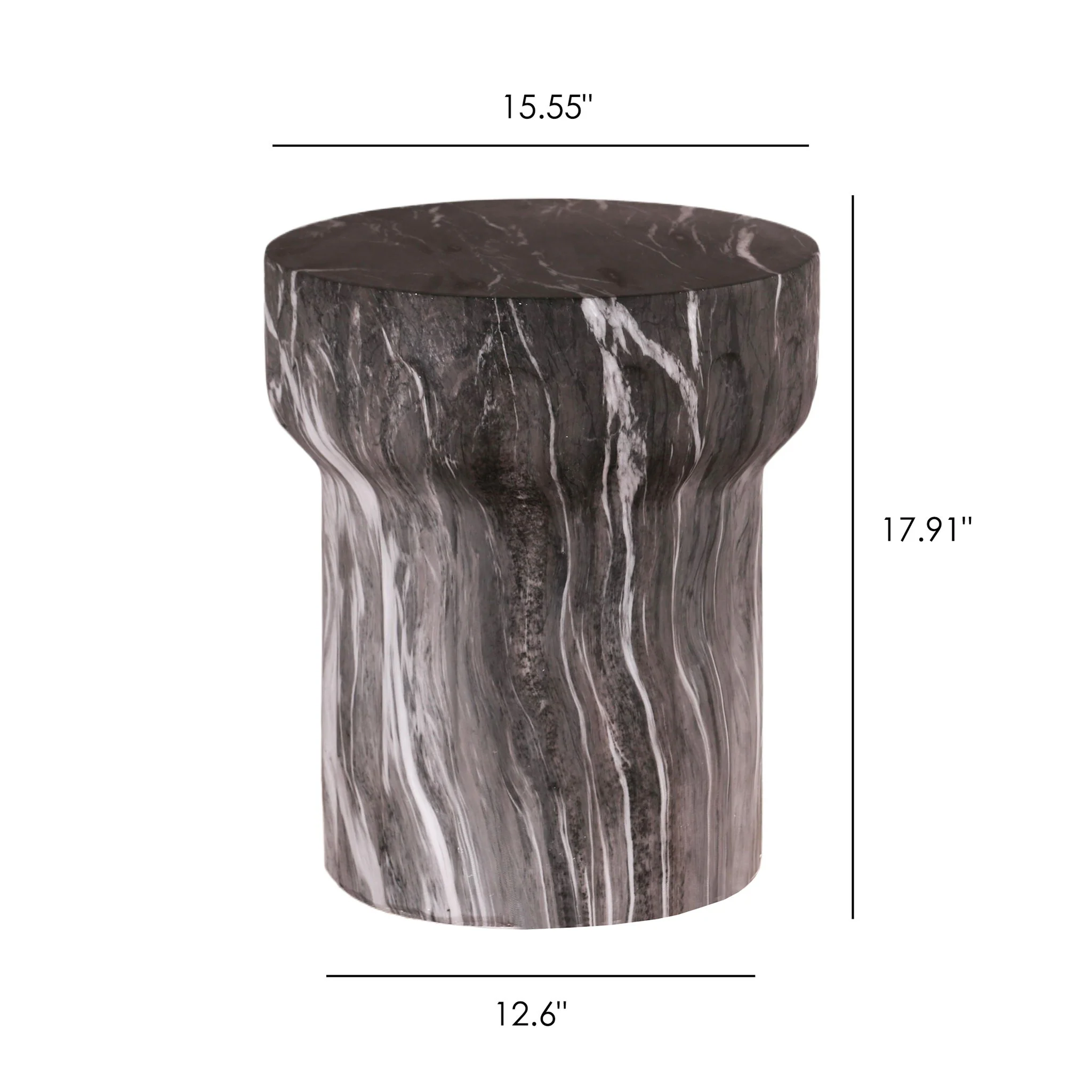 Round Geometric Outdoor End Table - Marble - Image 2