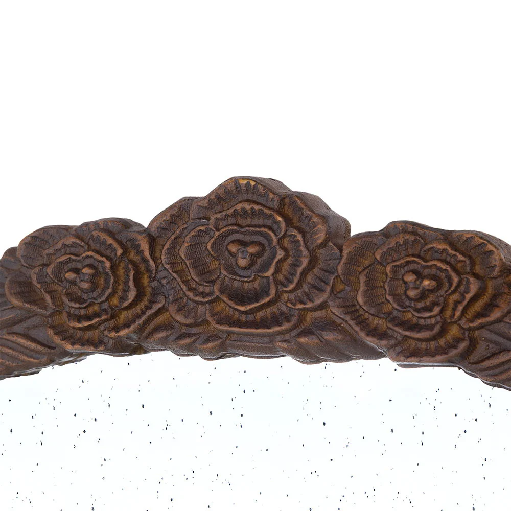 Round Hand Carved Rose Antique Mirror Frame, Wall Mirror For Live Space - Image 3