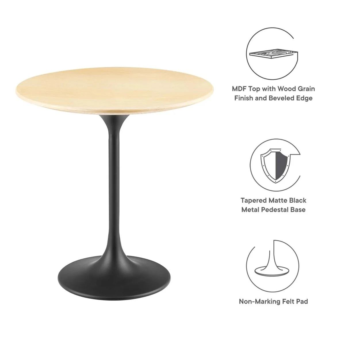 Round High Gloss Side Table with Pedestal Base – 20 Inch - Image 73