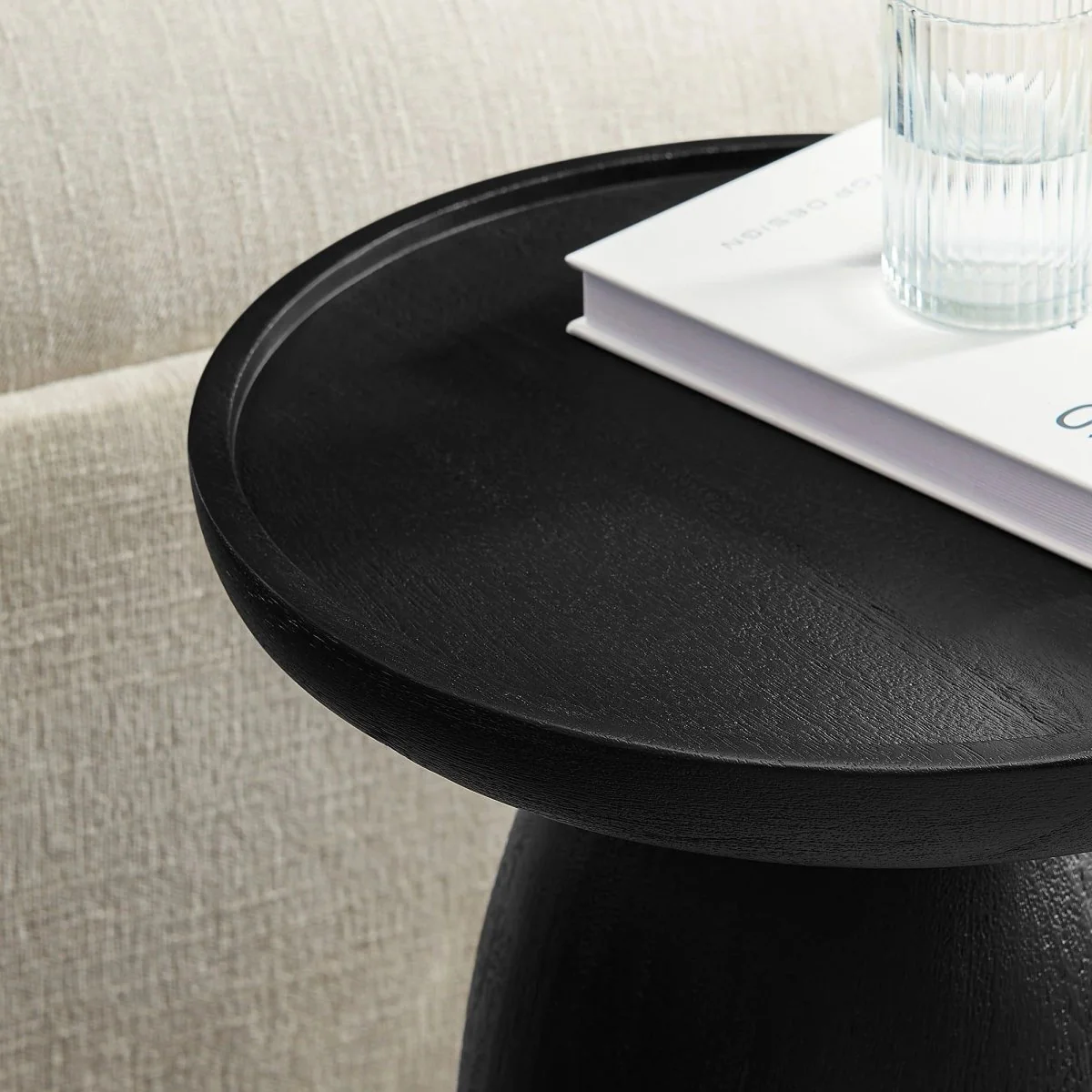 Round Mango Wood Side Table Drum Design – 15 Inch - Image 4