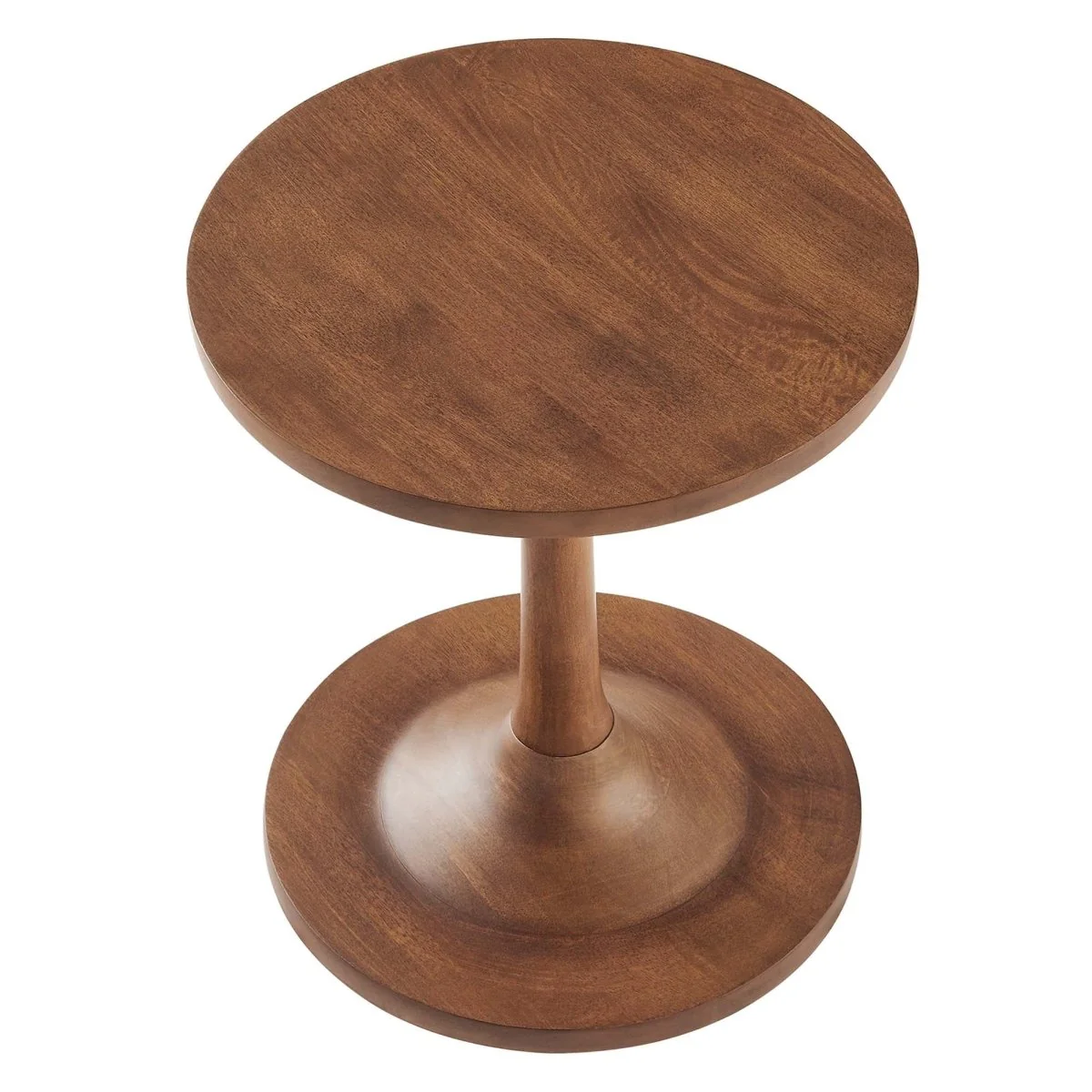 Round Mango Wood Side Table with Pedestal Base – Walnut 18 Inch - Image 7