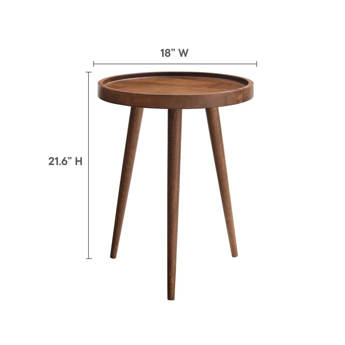 Round Mango Wood Side Table with Tray Top – 18 Inch - Image 20