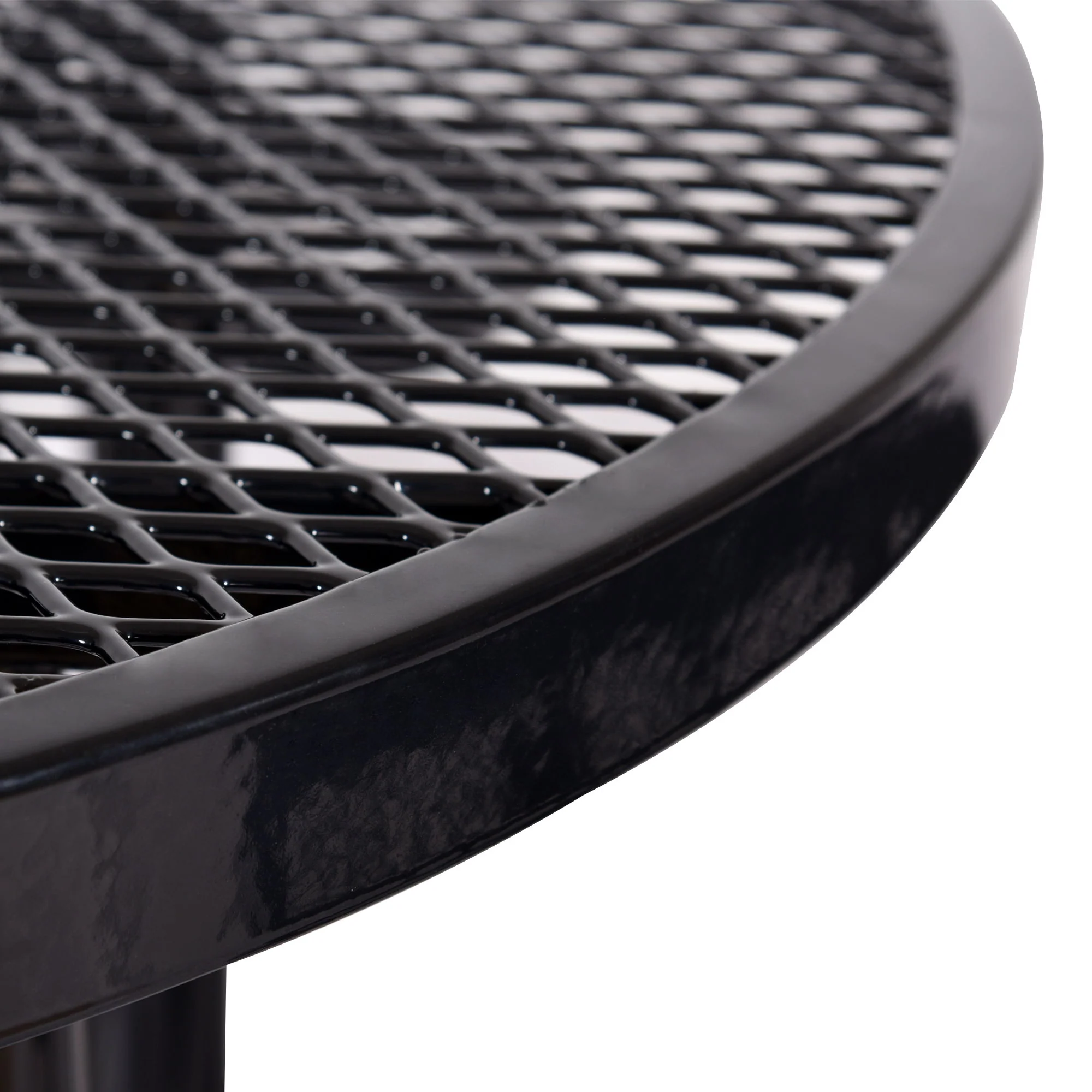 Round Outdoor Steel Picnic Table With Umbrella Pole - Image 10