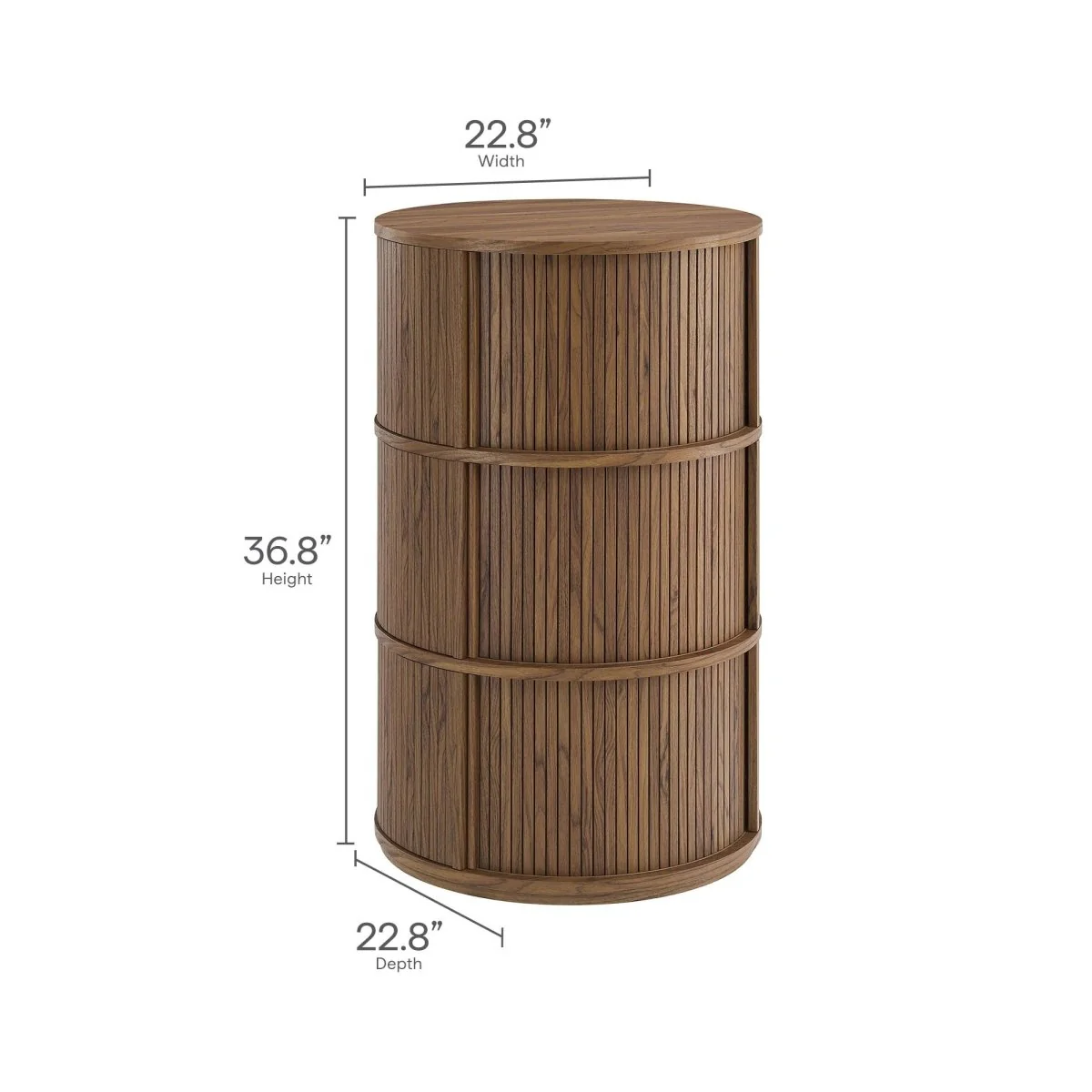 Round Pedestal Storage Table with Tambour Doors – 23 Inch - Image 8