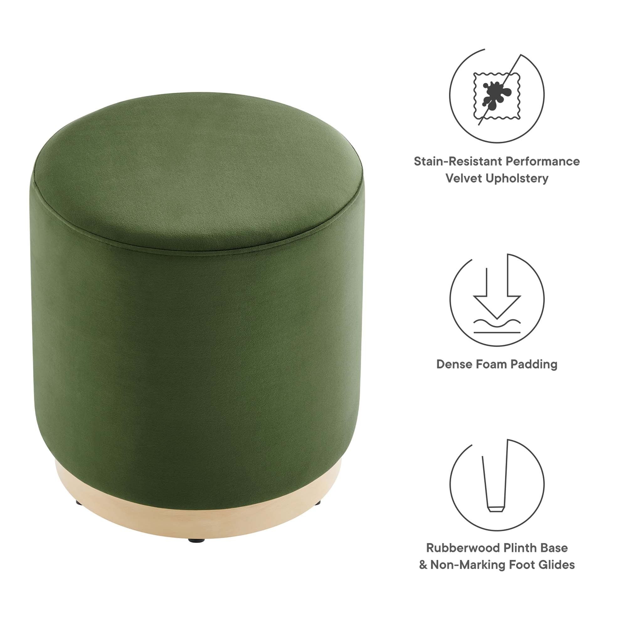 Round Performance Velvet Upholstered Ottoman – 16 Inch - Image 26