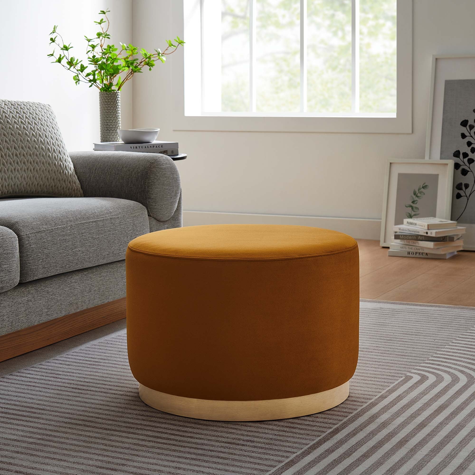 Round Performance Velvet Upholstered Ottoman – 23 Inch - Image 25